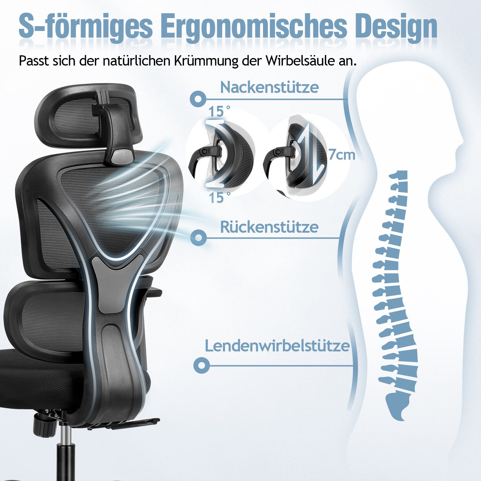 DoChair Bürostuhl Ergonomischer,Chefsessel, Schreibtischstuhl, Drehstuhl (H günstig online kaufen