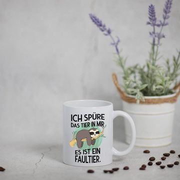 Youth Designz Tasse ICH SPÜRE DAS TIER IN MIR, ES IST EIN FAULTIER Kaffeetasse Geschenk, Keramik, mit Faultier Print