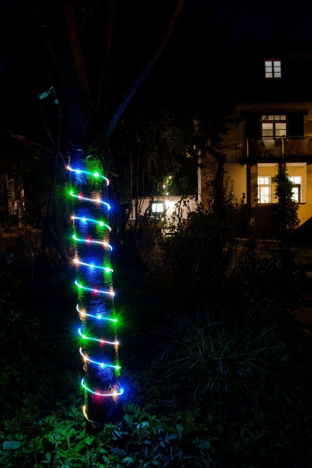 KONSTSMIDE LED-Lichterschlauch Weihnachtsdeko aussen, 65-flammig, LED Mini  Lichterschlauch, 5 m, 65 bunte Dioden