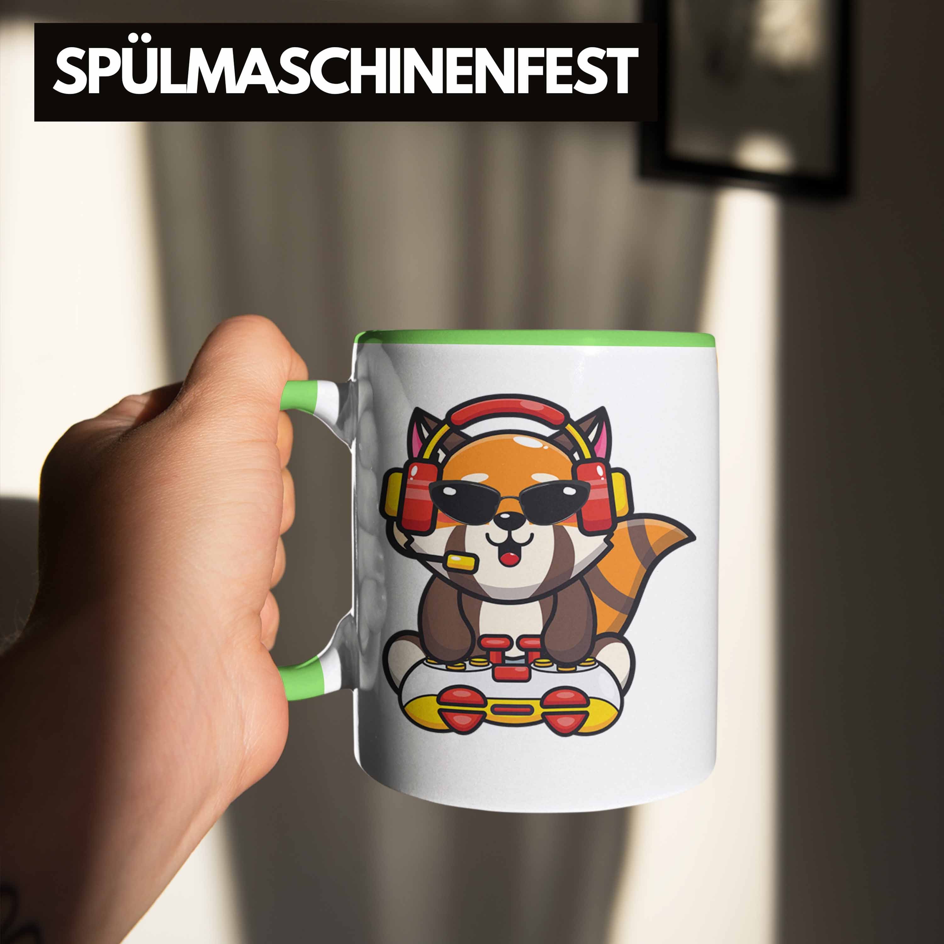 Trendation Tasse Trendation für - Gamer Tasse Gaming Gaming Geschenkidee Jungs Lustige Mädchen Grafik Kinder Panda Jungen Grün