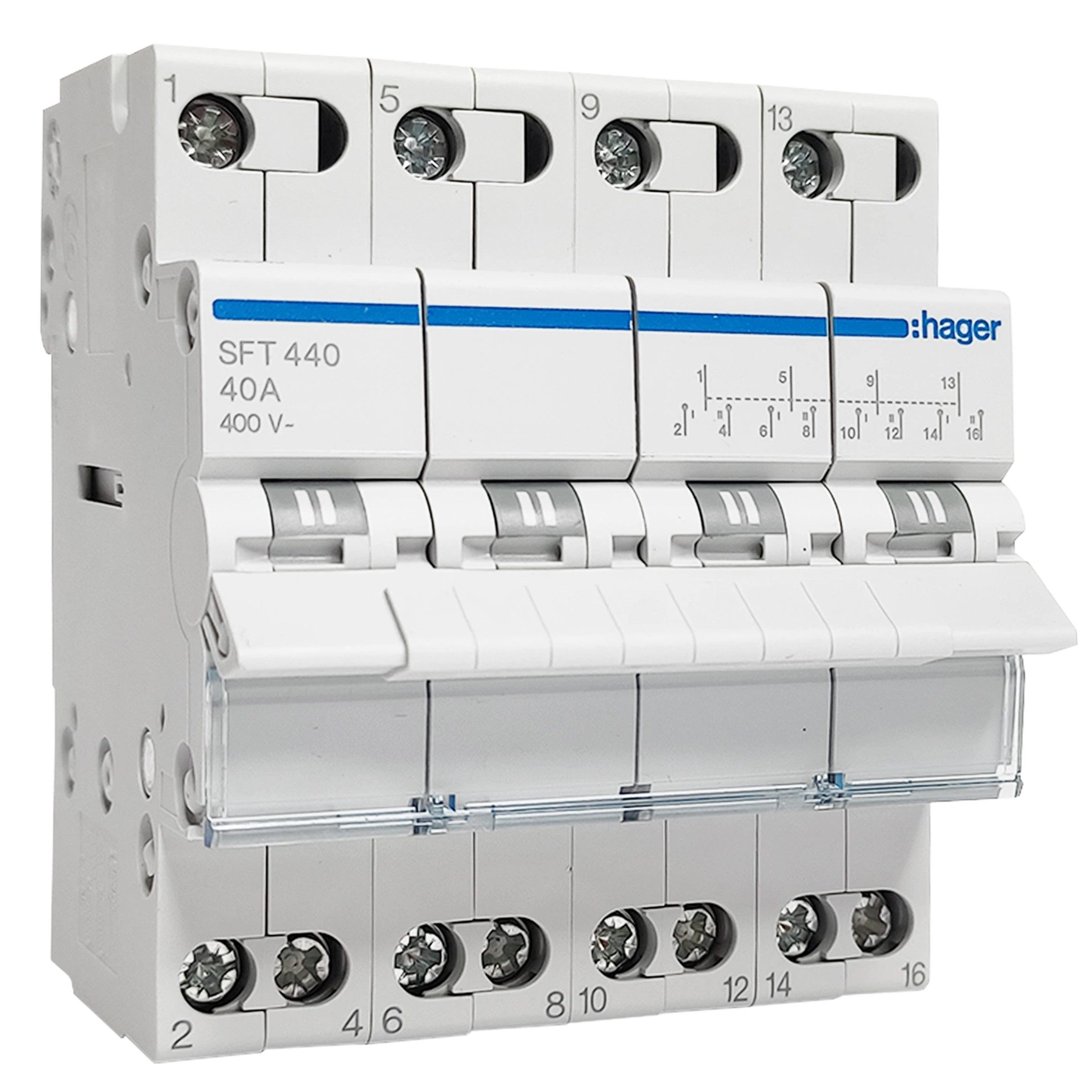 Hager Schalter Hager SFT440 Wahlschalter 4-polig 40A Modularer Gruppenschalter (1-St)