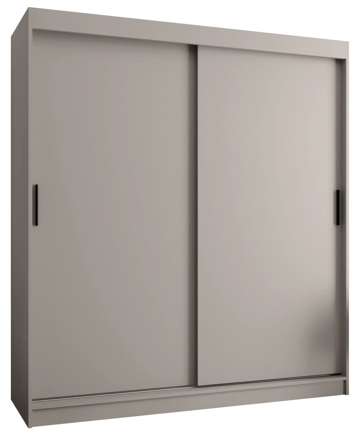 MOEBLO Schiebetürenschrank VELARO T (Moderner Kleiderschrank mit Schiebetüren, Kaschmir & schwarzen Griffen, flexibel einteilbar, mit optionalen Schubladen) (BxHxT):(BxHxT): 100/120/150/180/200/250 x 200 x 62 cm