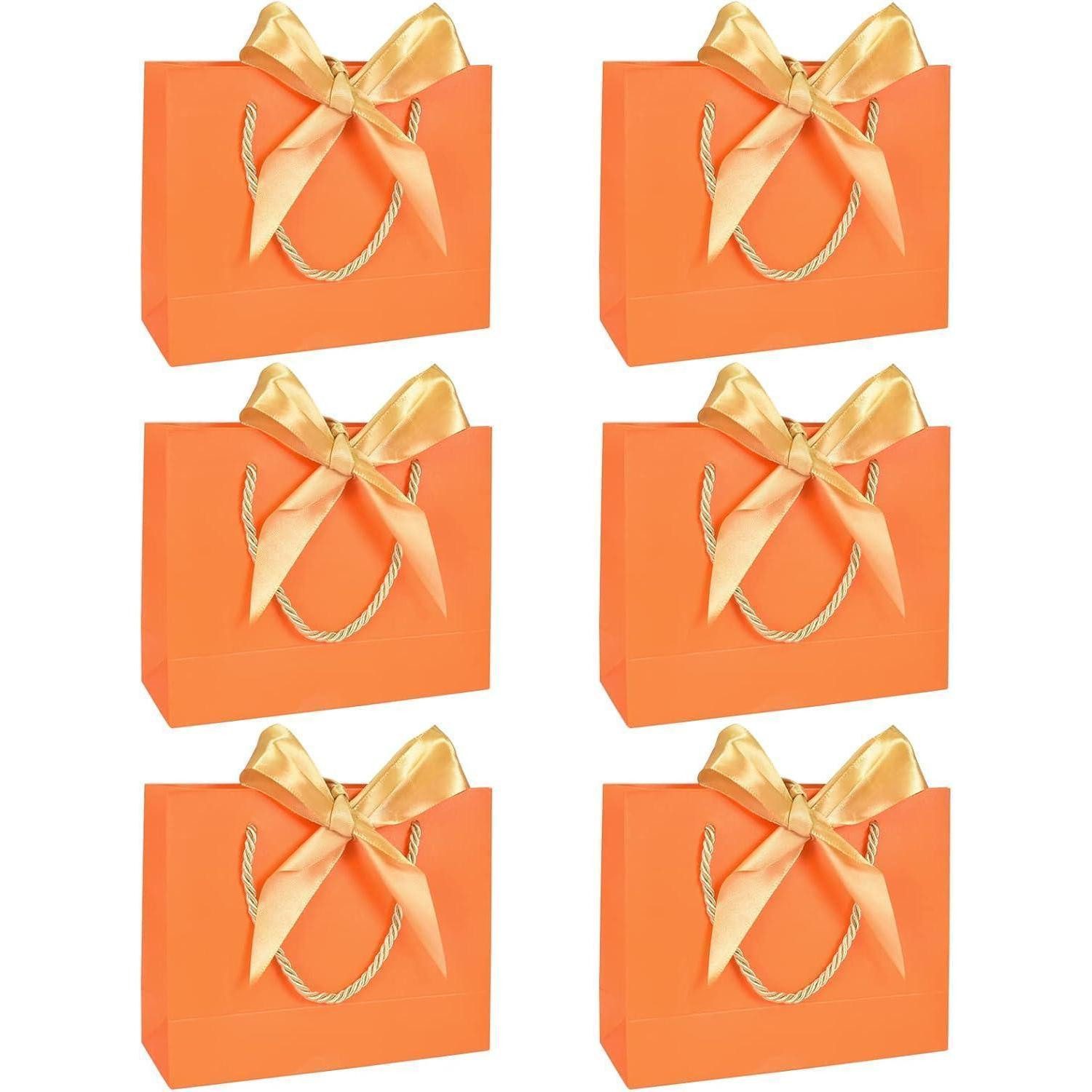 LuxusKollektion Geschenktüten Geschenktaschen Papier Krawatte 6Stück Weihnachten Hochzeit Orange, (6St)