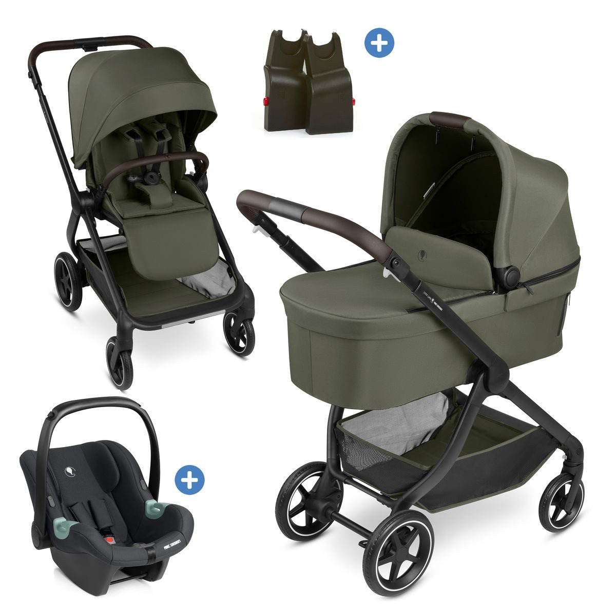 ABC Design Kombi-Kinderwagen City Life - Avocado, 3in1 Kinderwagen Set mit Babywanne, Babyschale, Sportsitz & Adapter