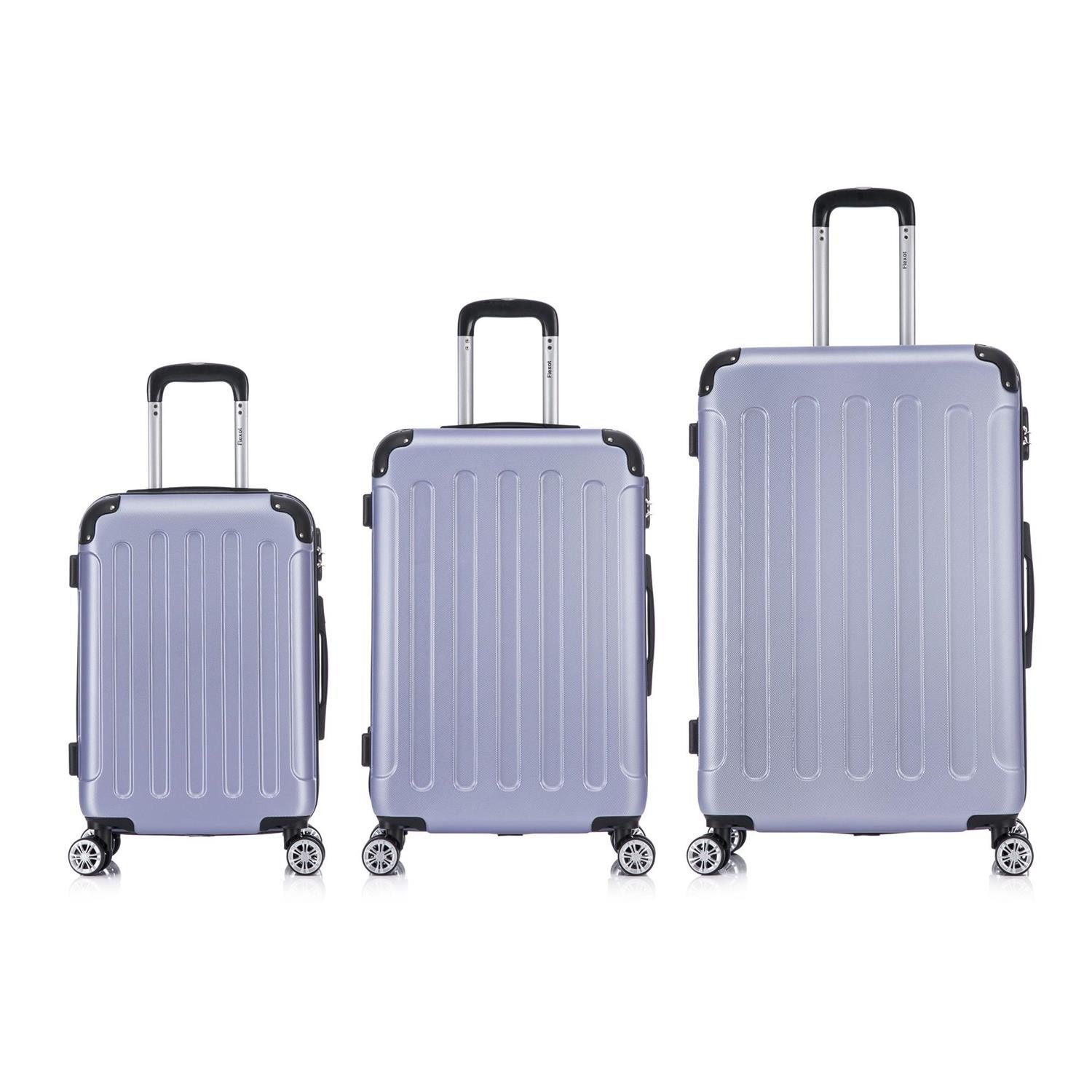 Flexot Hartschalen-Trolley F-2045 Kofferset, 360° Rollen, robuster Reisekoffer, Bordcase, 4 Rollen, Robuster und moderner Koffer mit vier 360° Rollen und Zahlenschloss