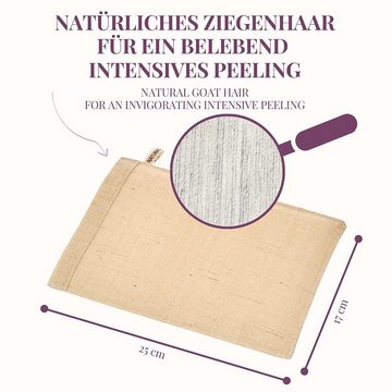 Carenesse Massageschwamm Natural Peeling Peelinghandschuh Ziegenhaar Body Scrub exfoliating, Massagehandschuh natürlich & effektiv Peeling Handschuh Peeling glove