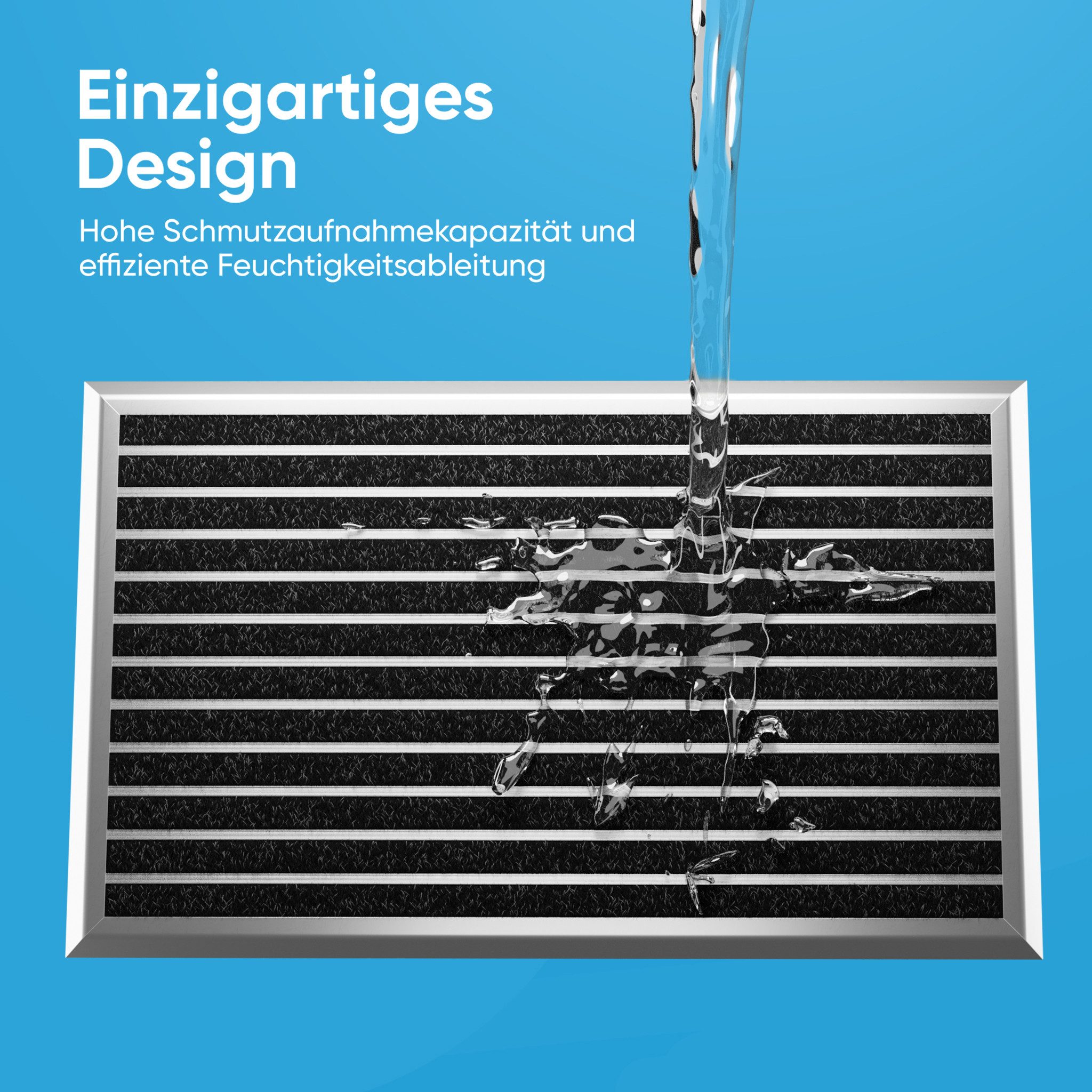 WEST & EAST Fußmatte Aluminum Fußabtreter außen, Schmutzfangmatte Außenbereich, Rechteckig, Höhe: 10 mm, Fußabtreter - Silber 40x60 cm, Wetterfeste Eingangsmatte