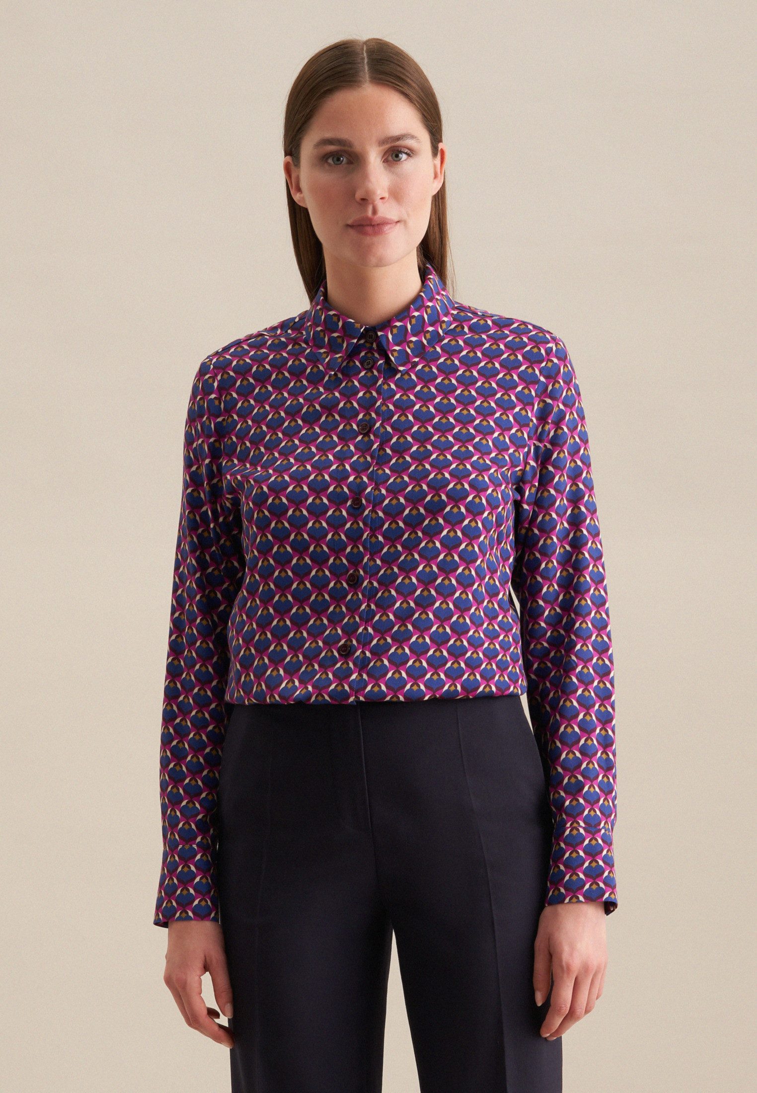 seidensticker Hemdbluse Schwarze Rose 1/1 Kragen Druck günstig online kaufen