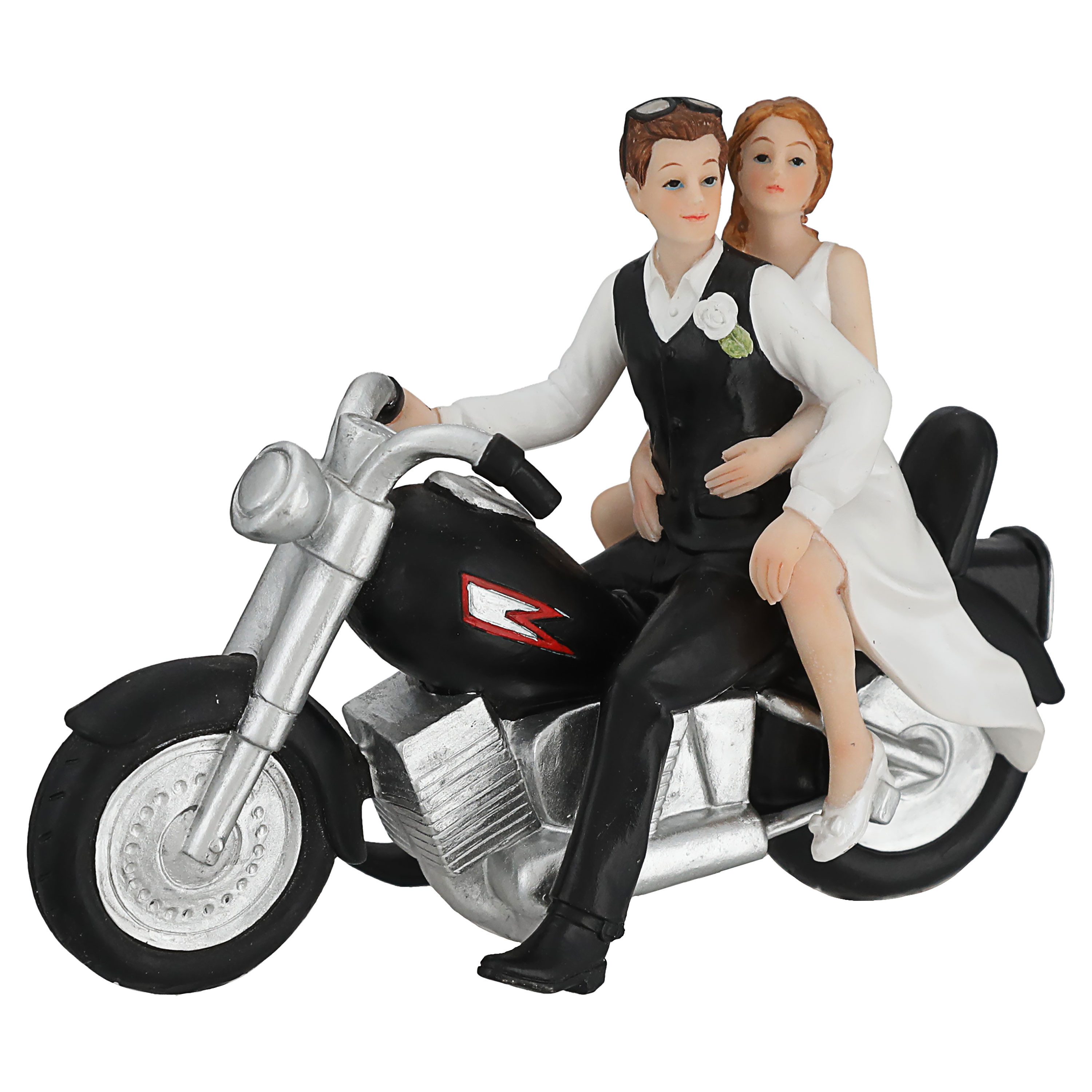 CEPEWA Dekofigur Hochzeitspaar Motorrad 17x13x7cm Polyresin schwarz weiß To günstig online kaufen