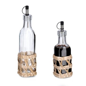 Neuetischkultur Ölspender Essig-/Ölflasche Glas, Strohgeflecht, (Stück, 1-tlg., 1 Glasflasche mit Naturfaser), Glasflasche zum Befüllen