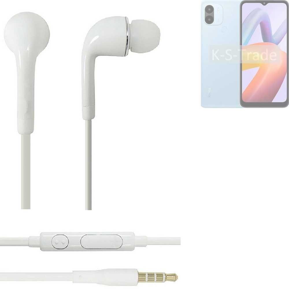 K-S-Trade für Xiaomi Redmi A2+ In-Ear-Kopfhörer (Kopfhörer Headset mit Mikrofon u Lautstärkeregler weiß 3,5mm)
