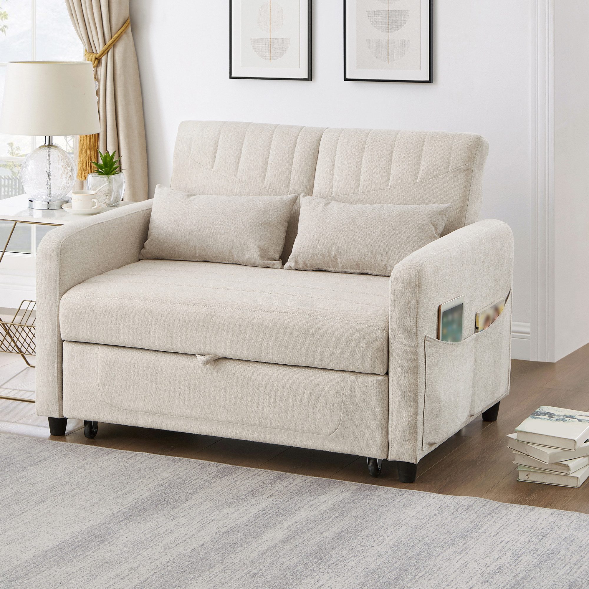 Celya Schlafsofa Zweisitzer-Klappsofa, ausziehbares Design, schlicht und modern, zeitgemäßer Stil, dreistufig verstellbare Rückenlehne