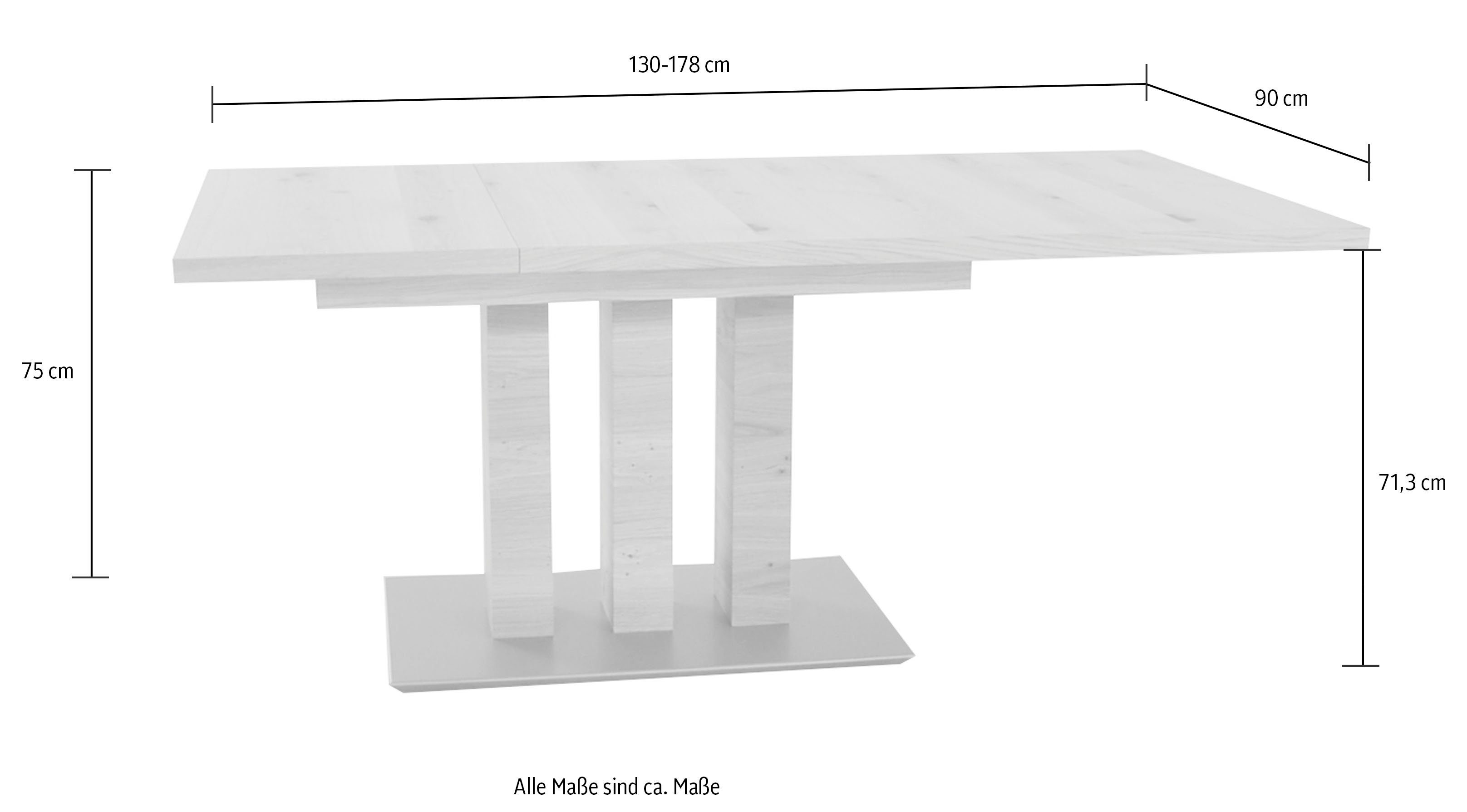 K+W Komfort Tischplatte Wohnen III, Esstisch Untergestell rechteckig, Santos furniert Esstisch Eiche in und &