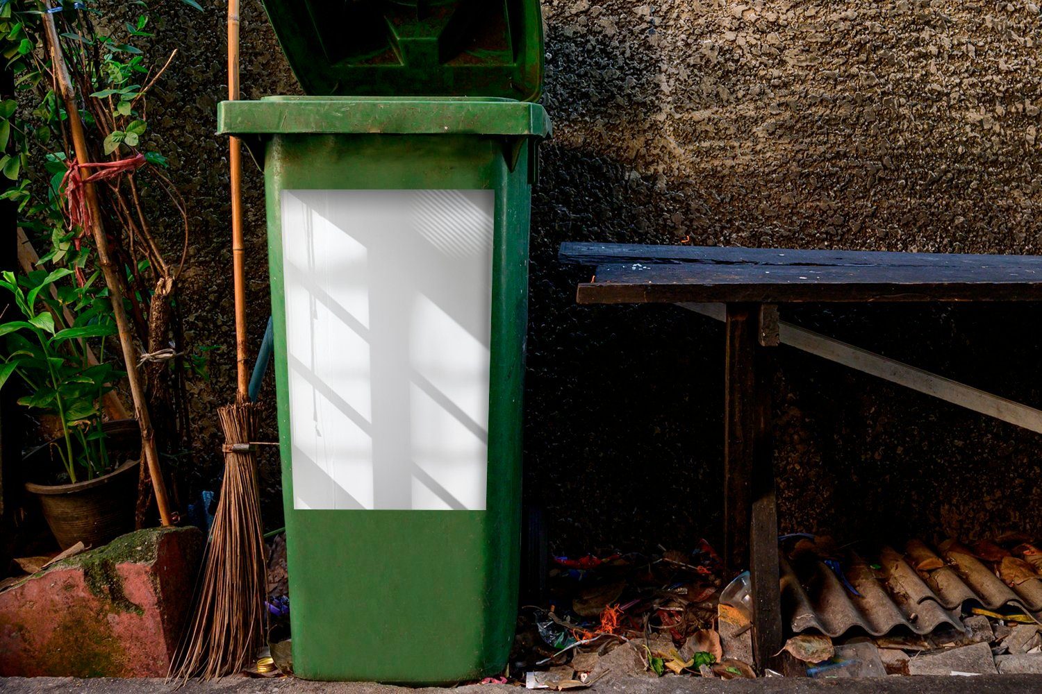 Container, Wandsticker Ein (1 Licht Mülleimer-aufkleber, und St), Schatten Abfalbehälter MuchoWow Mülltonne, Fensterglas Sticker, mit