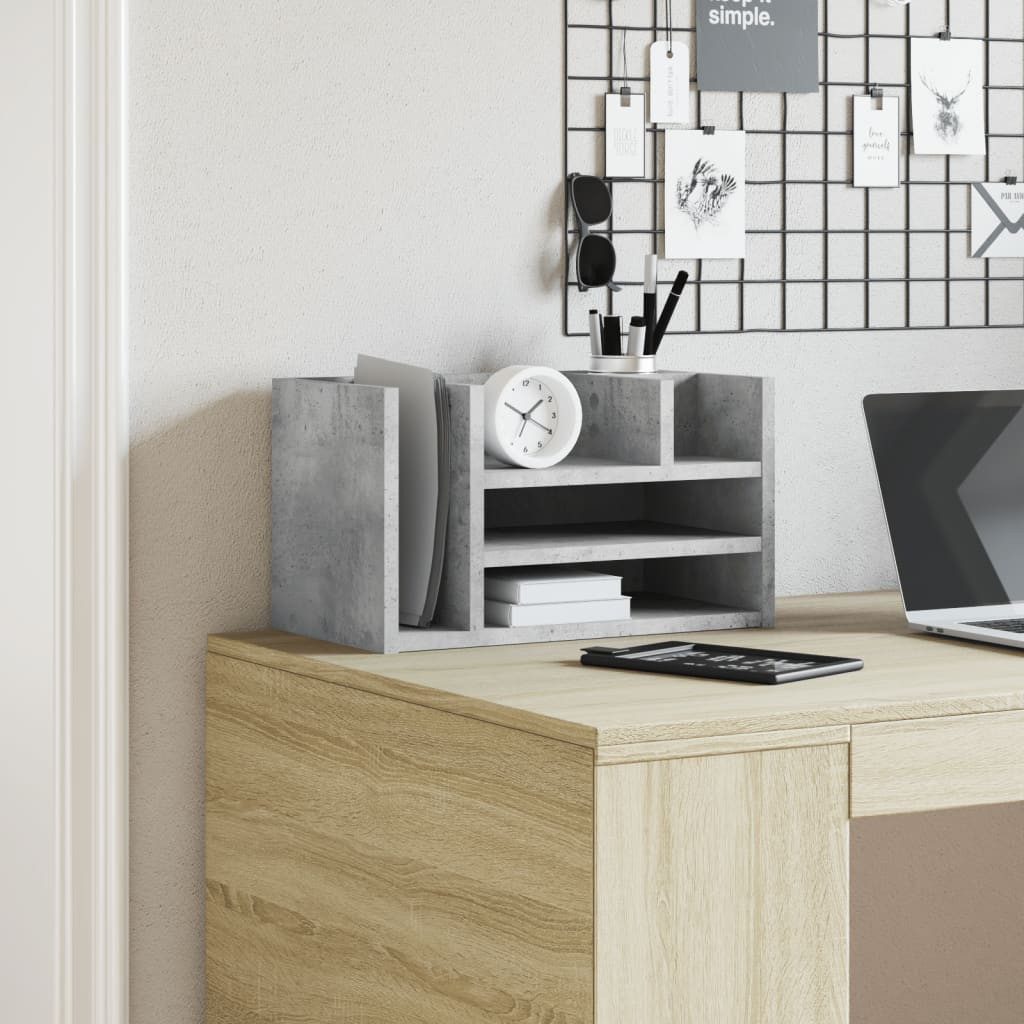 vidaXL Mehrzweckregal NA Ablage Regal Schreibtischregal Schreibtischorganizer Betongrau 44,5