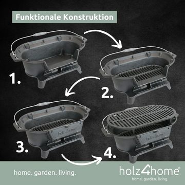 holz4home Holzkohlegrill BBQ Gusseisen Grill, Gusseisen