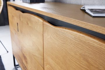 riess-ambiente Sideboard MAMMUT ARTWORK 150cm natur / schwarz (Einzelartikel, 1 St), Wohnzimmer · Eichen-Design · Metall · Baumkanten-Türen · Schlafzimmer