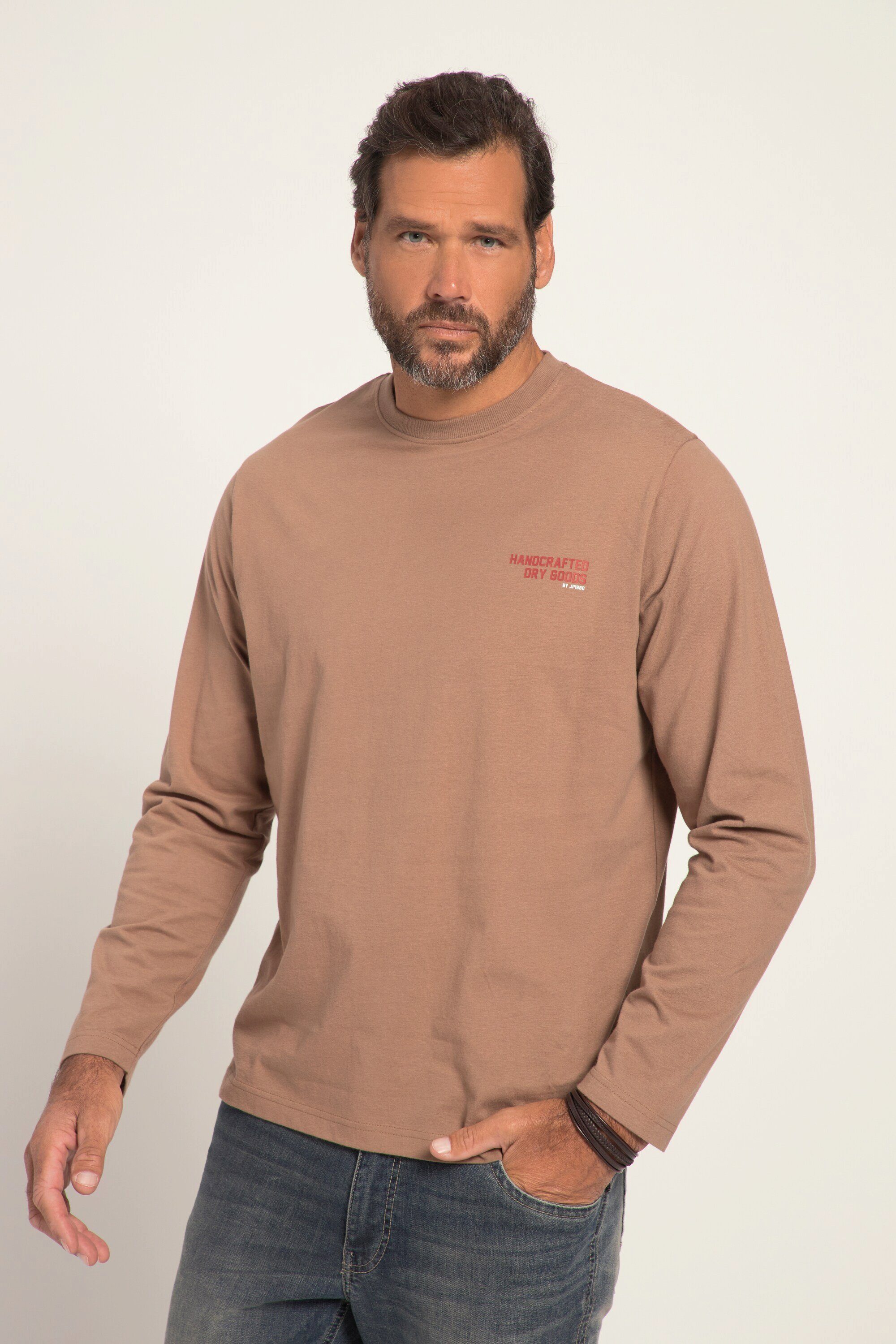 T-Shirt JP1880 FLEXNAMIC® Melange-Jersey Rundhals Langarmshirt