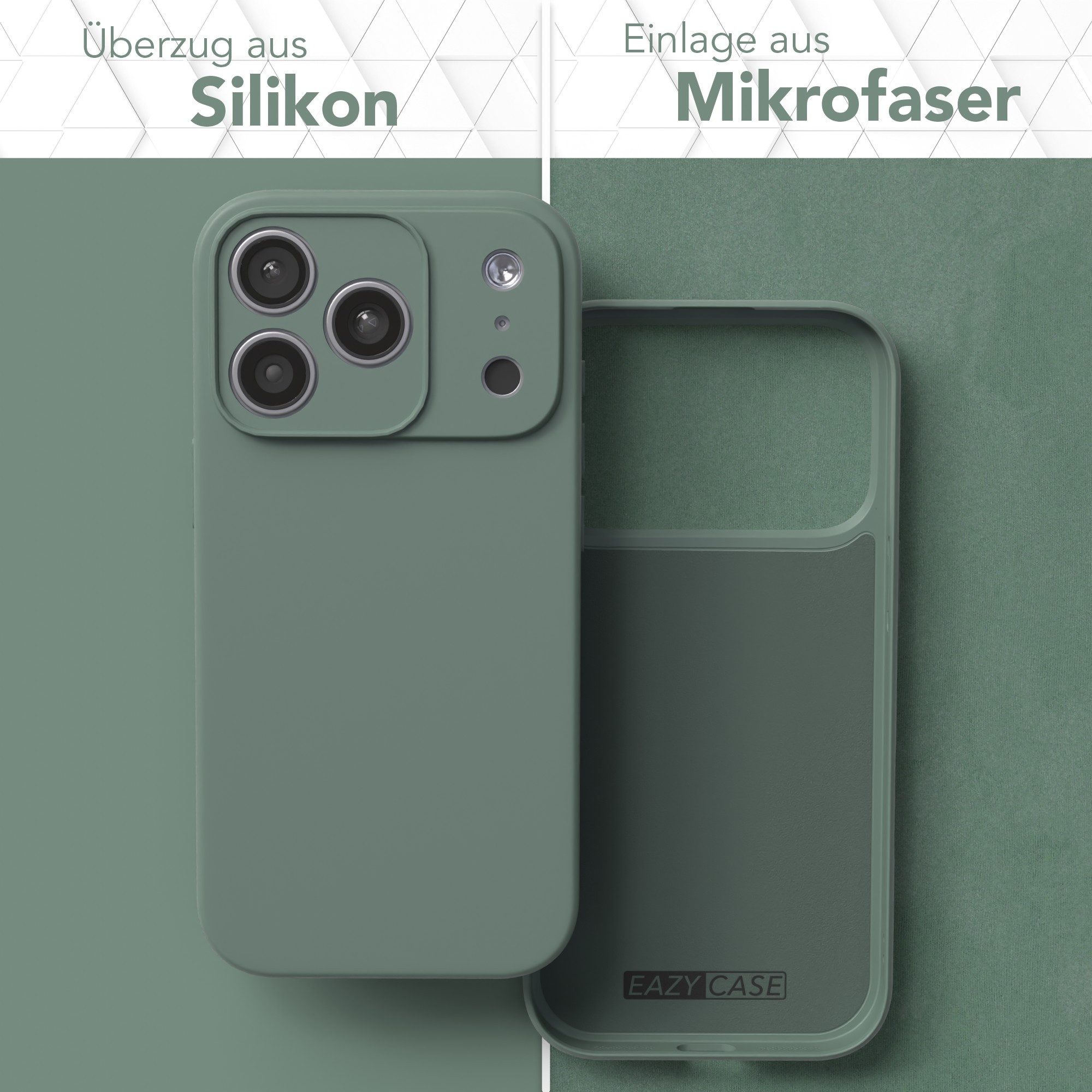 EAZY CASE Handyhülle für Apple iPhone 17 Pro Hülle Silikon 6,3 Zoll, Schutzhülle mit Kameraschutz stoßfest telefonhülle Matt Dunkelgrün – Bild 3 von 5