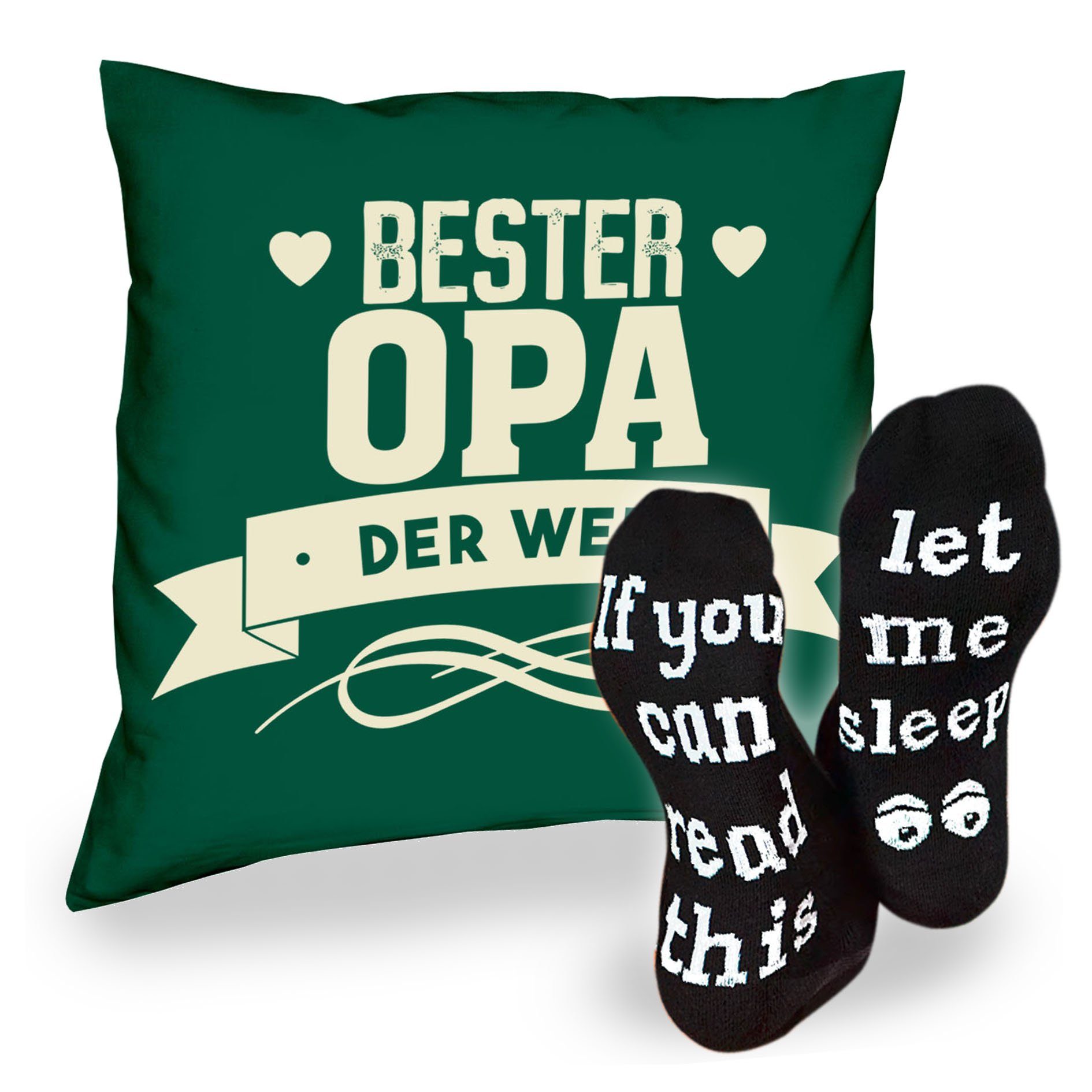 Opa Sleep, Weihnachten Vatertag Kissen Socken Sprüche Welt Geschenk Bester Dekokissen & Geburstag Soreso® dunkelgrün der