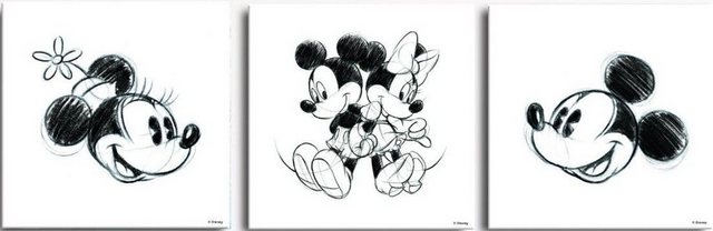 Disney Mehrteilige Bilder »Mickey & Minnie«, (Set, 3 Stück)-Otto