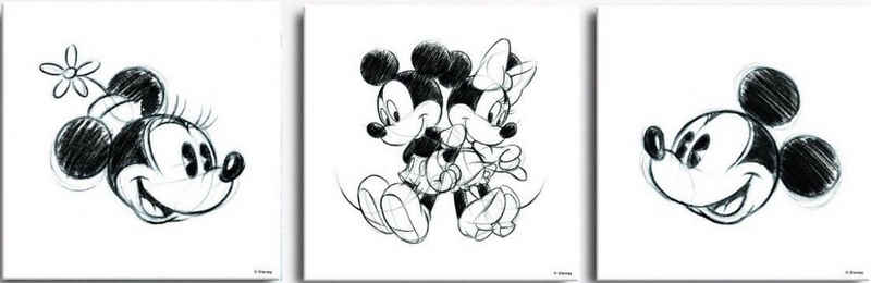 Disney Mehrteilige Bilder Mickey & Minnie, (Set, 3 St)