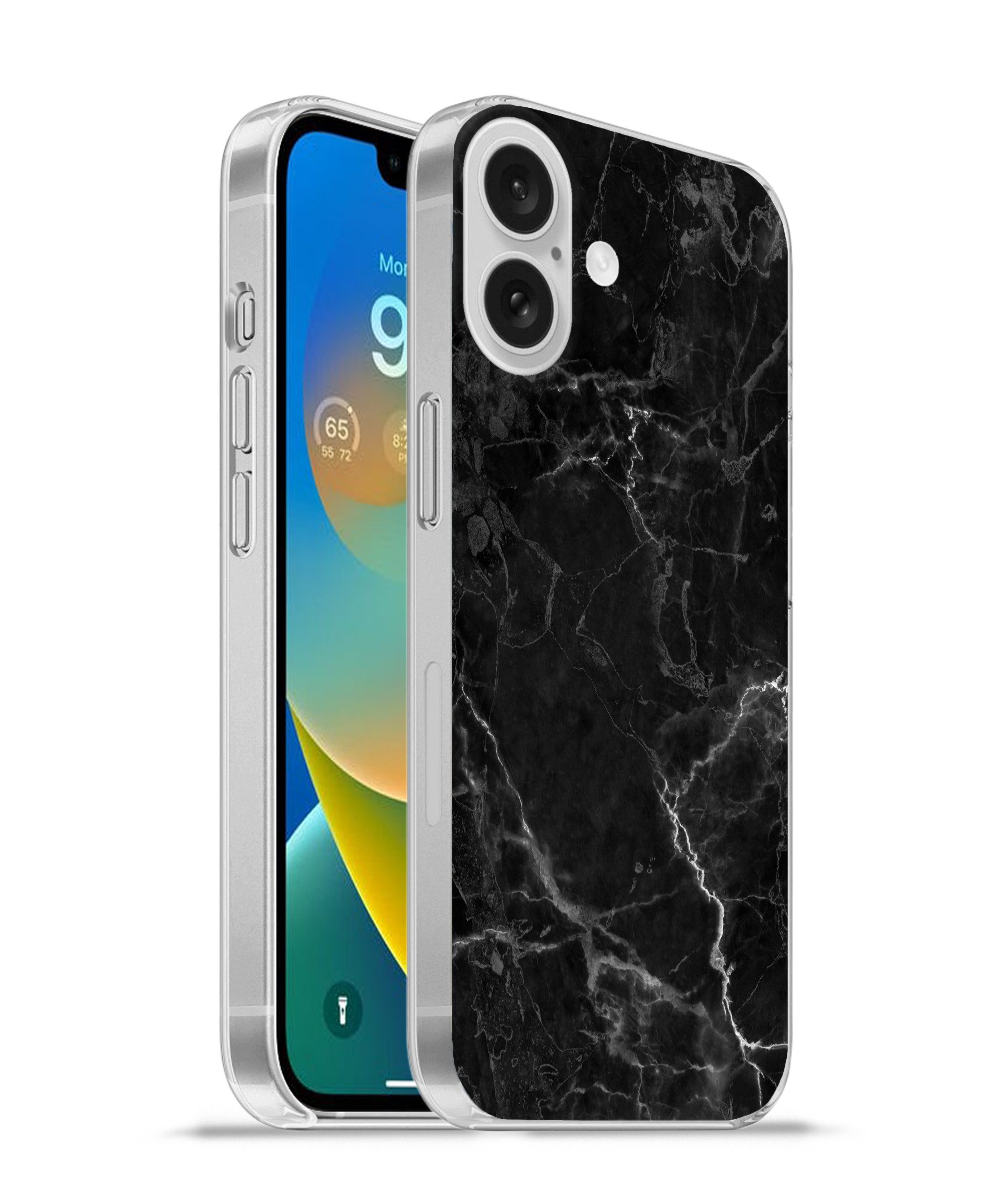 Handyhülle für Apple iPhone 16 Marmor - Schwarz - Weiß - Textur - Marmoroptik