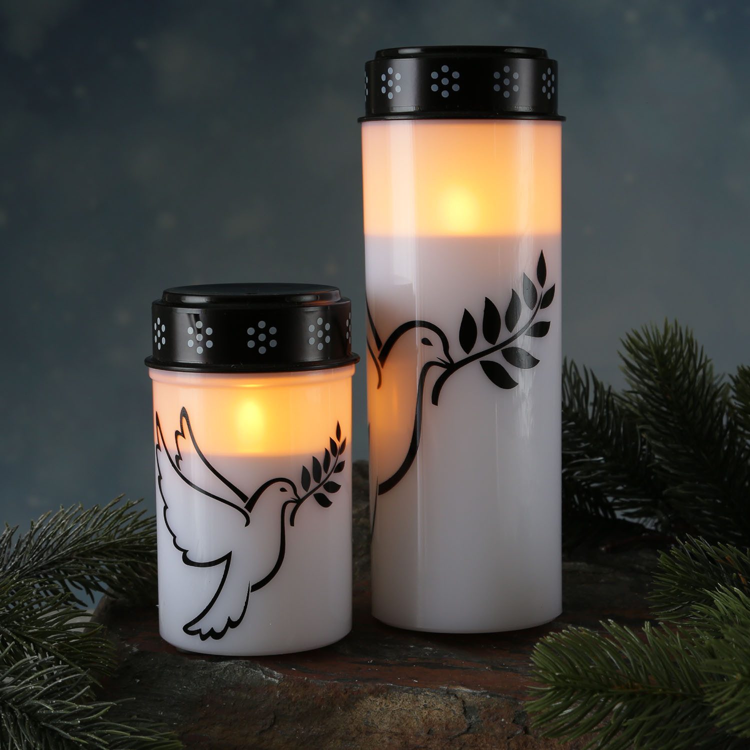 MARELIDA LED-Kerze LED Grablichter Grabkerzen Taube 2500 Std. Friedhofskerz günstig online kaufen