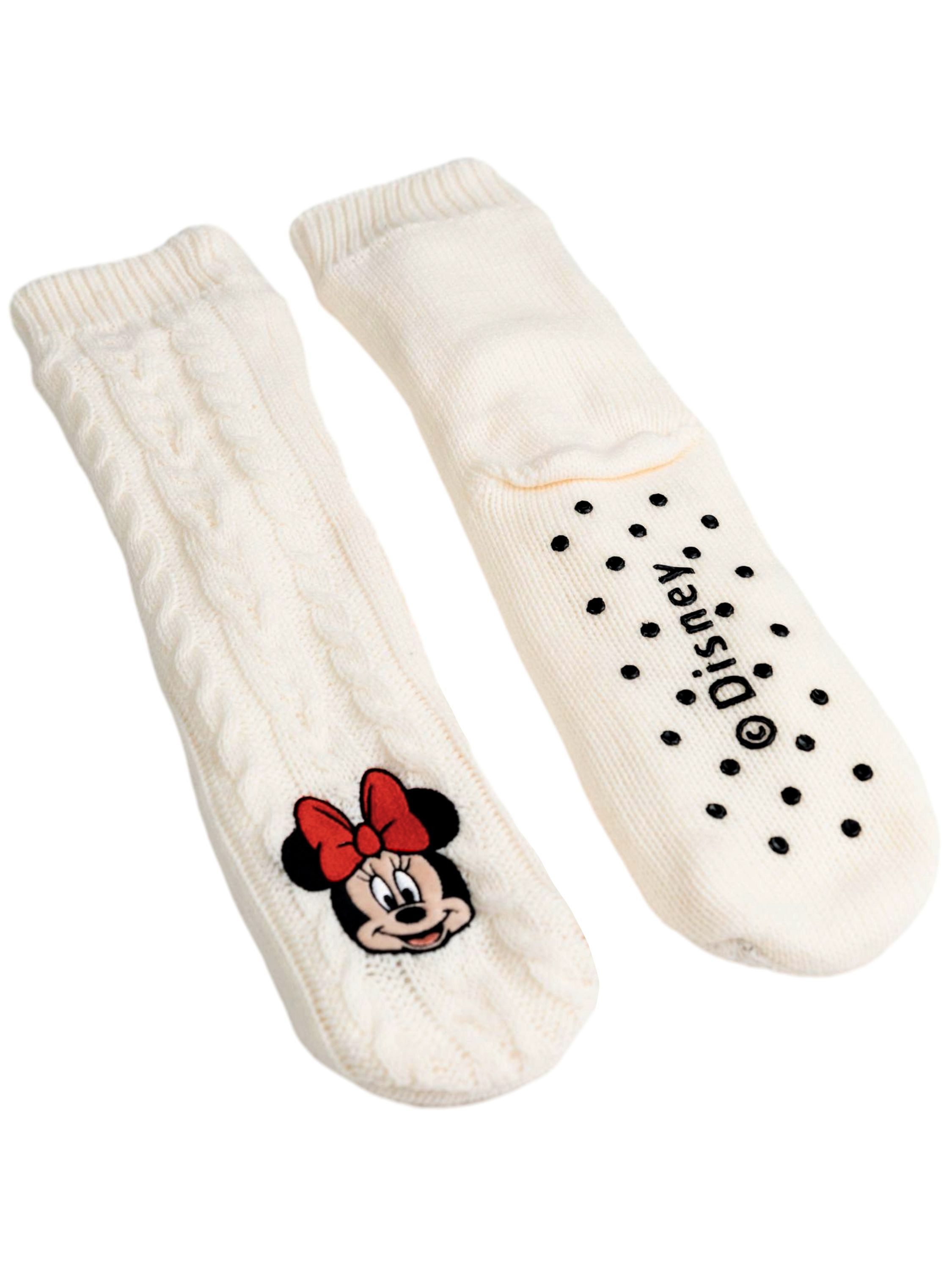 United Labels® Haussocken Disney Minnie Mouse Hüttensocken Strick Haussocken Kuschelsocken