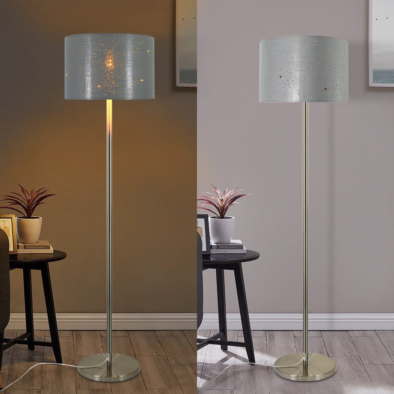 Nettlife Stehlampe Vintage Schwarz Sternenhimmel Stoffschirm günstig online kaufen