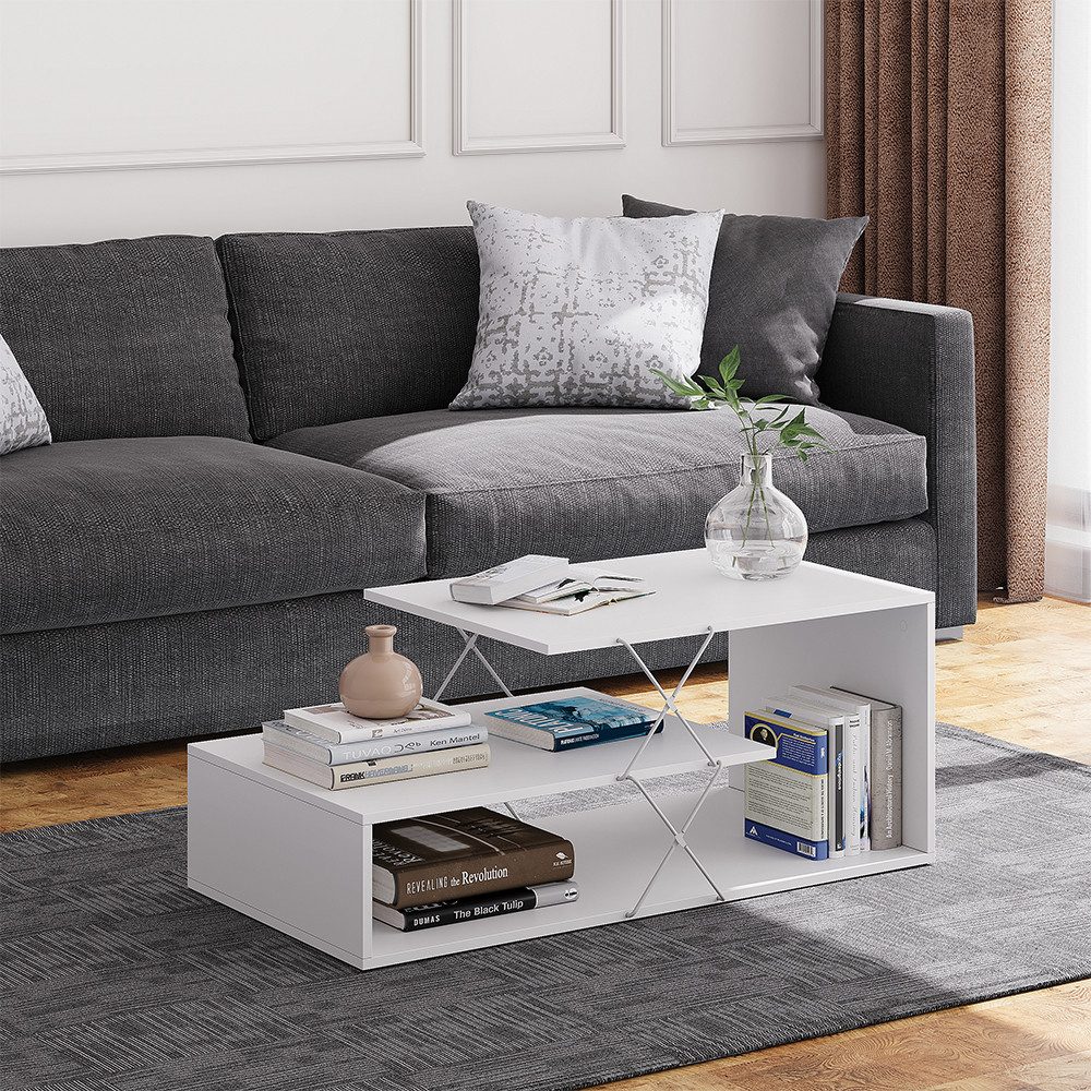 Vicco Couchtisch Nario, Weiß, 100 x 50 cm (1-St)