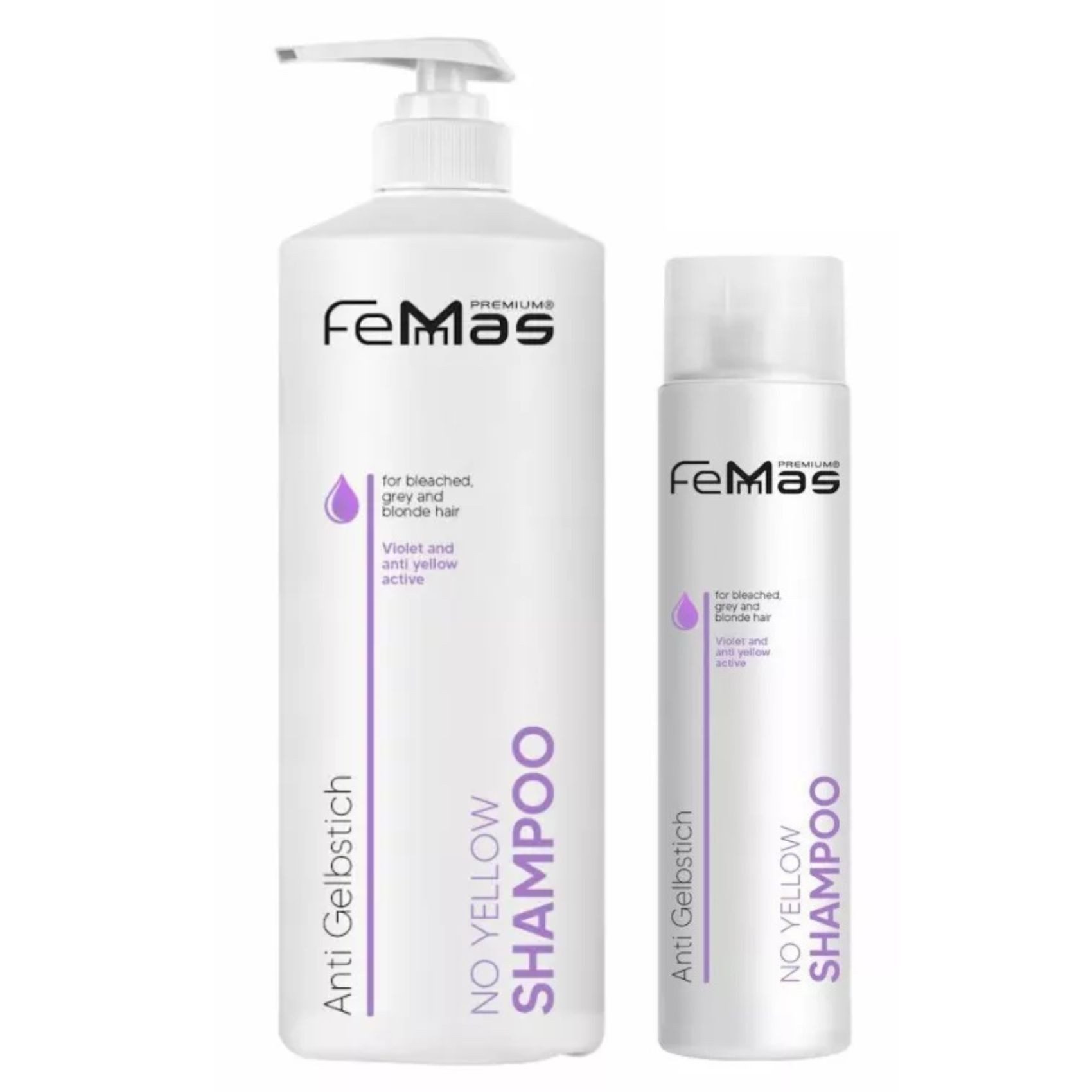 Silbershampoo Femmas No Yellow Shampoo gegen Gelbstich 1L + 300 ml gratis