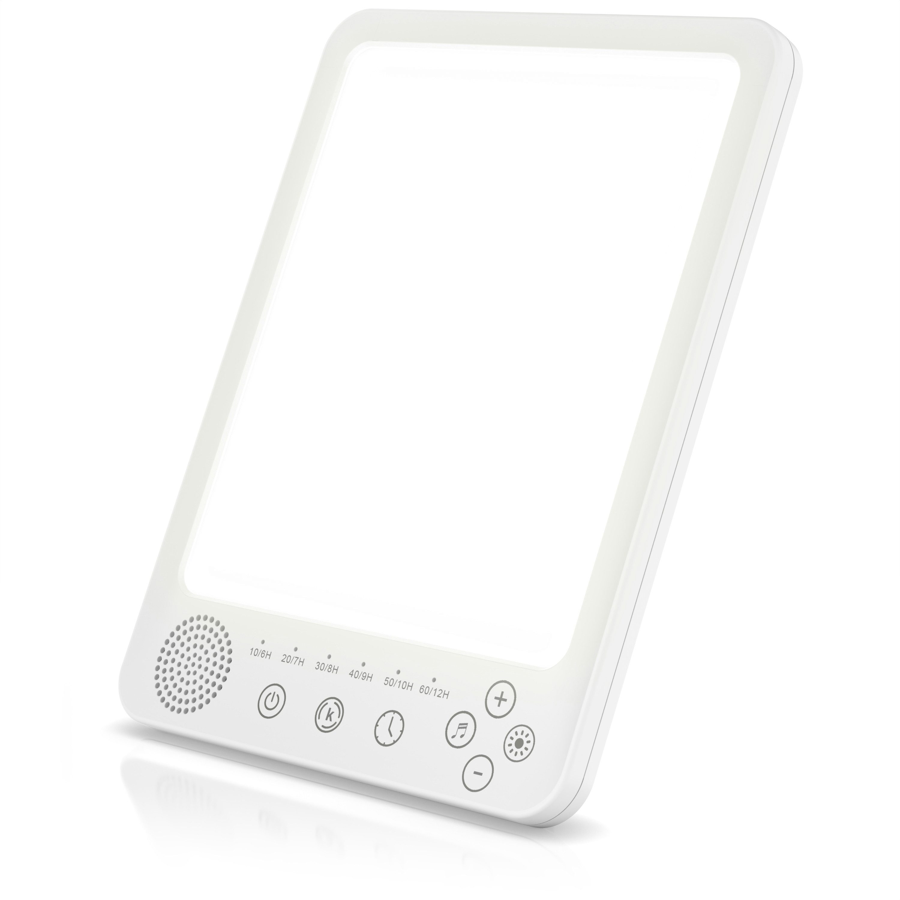 MyBeo Tageslichtlampe LED Lichttherapielampe, Lichtdusche, Tageslichtleuchte mit Standfuß, Dimmfunktion, verschiedene Lichtmodi, LED fest integriert, Neutralweiß, Kaltweiß, Tageslichtweiß, Simuliert Tageslicht, dimmbar, 3 Lichtmodi, UV-frei, Wake-Up-Funktion