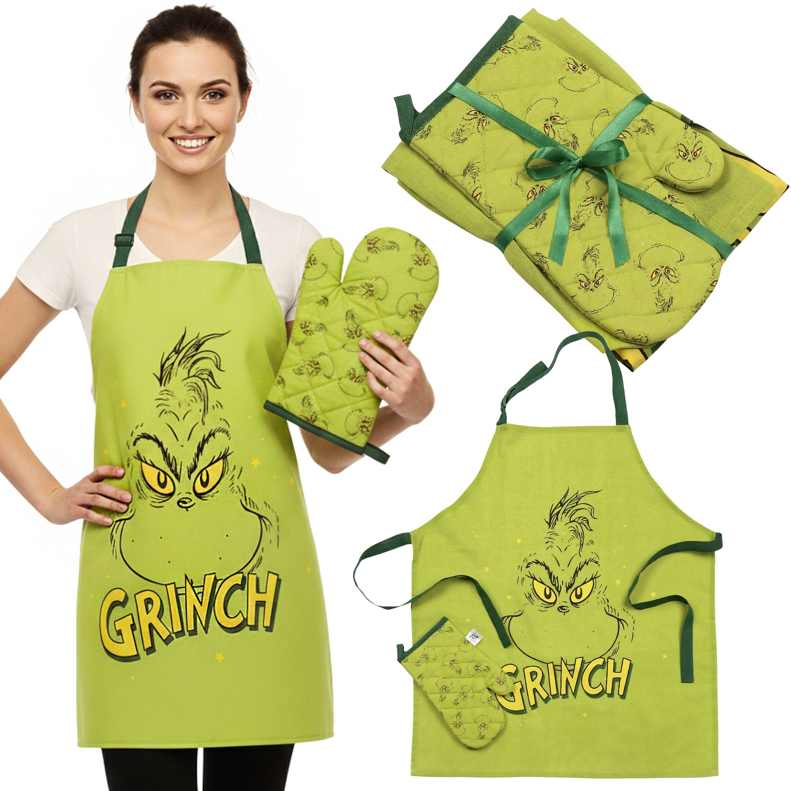 Sarcia.eu Kochschürze Grinch 2-in-1 Küchenset: verstellbare Schürze + Ofenh günstig online kaufen