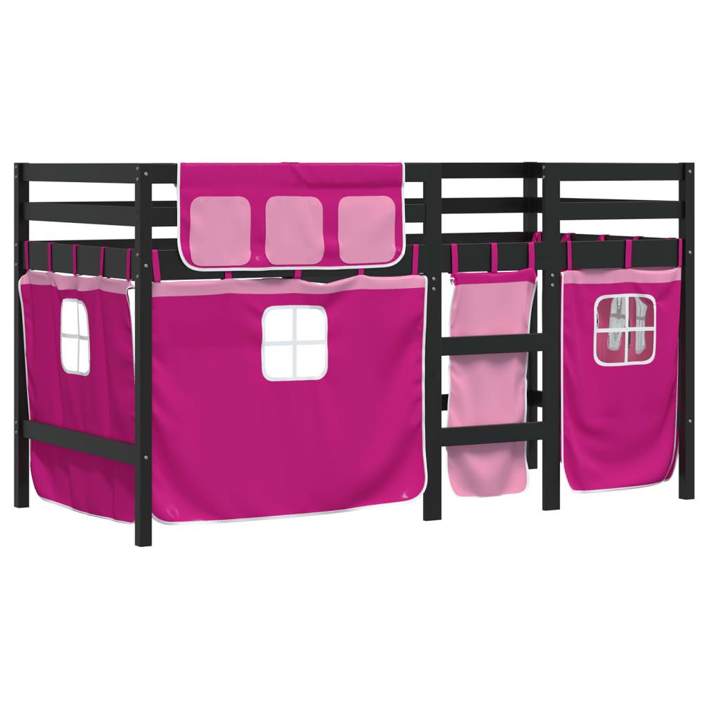vidaXL Bett Kinderhochbett mit Vorhängen Rosa günstig online kaufen