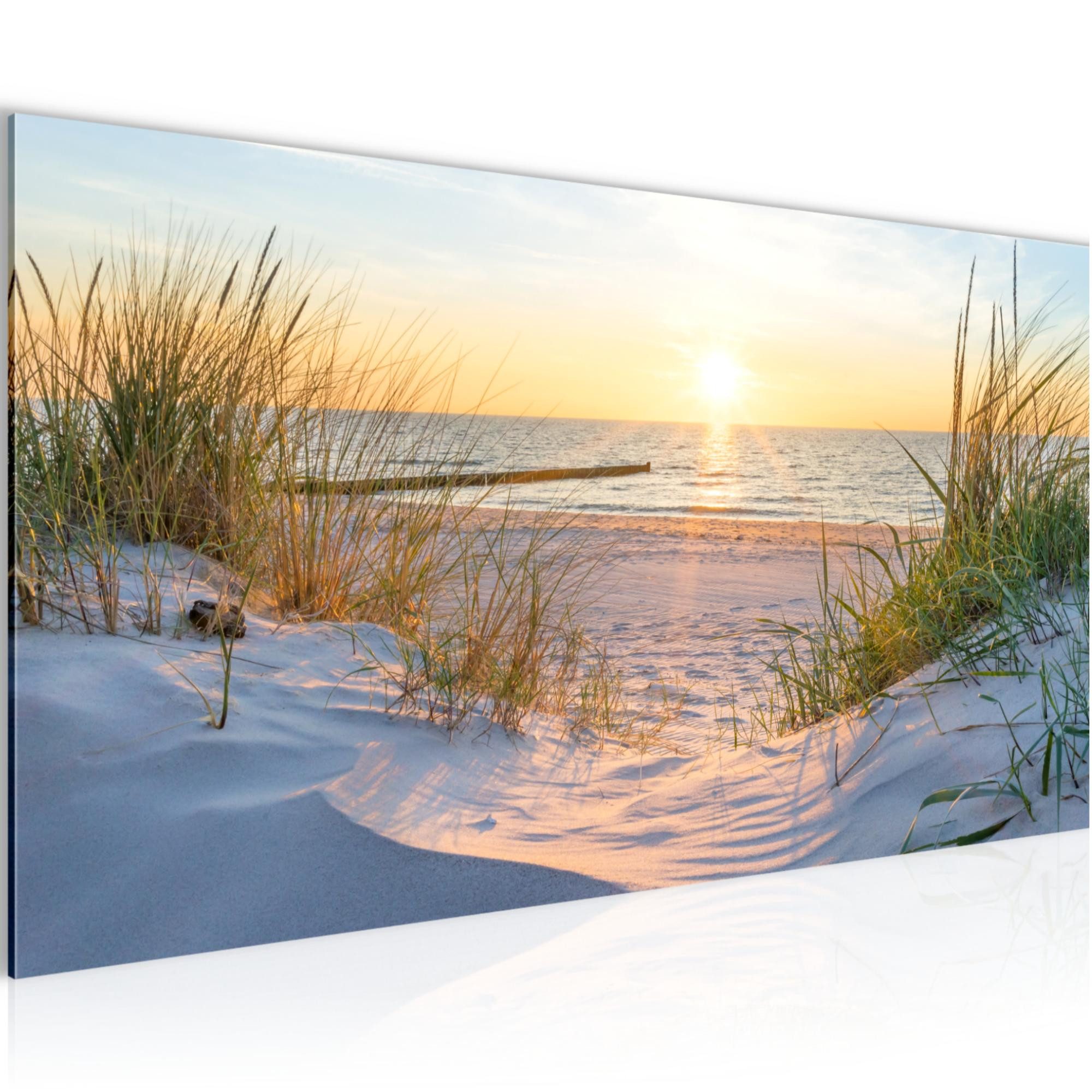 Runa Art XXL-Wandbild Natur Landschaft Bild Wohnzimmer Schlafzimmer Deko 043712a 100x40 cm, Ostsee, Ostsee Nordsee Dekoration Landhaus