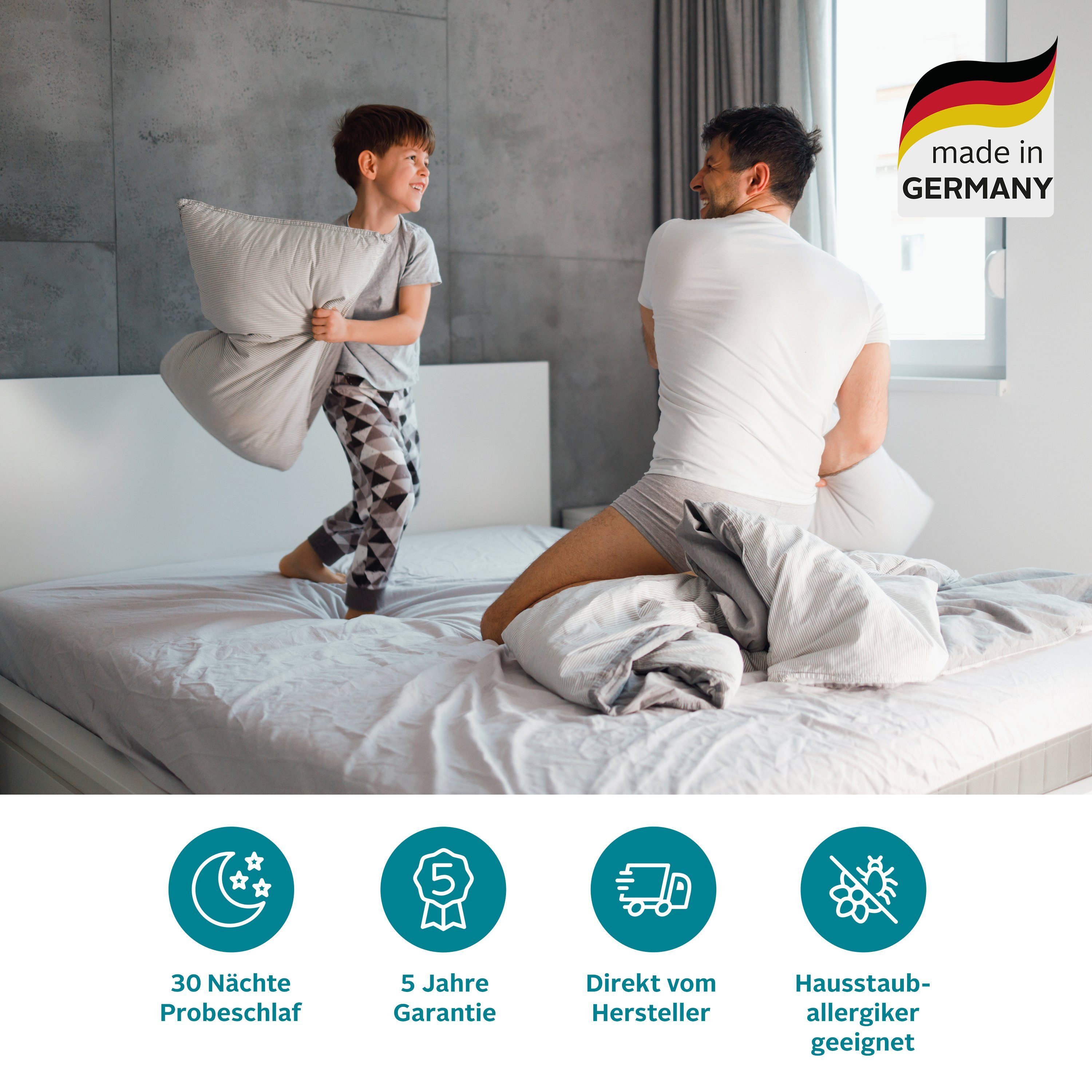Taschenfederkernmatratze NEUHEIT: Lasse, 7 Zonen Matratze 90x200, 140x200 cm, langlebige Qual., OTTO home, 22 cm hoch, Matratze H2, H3 & H4, atmungsaktiv, Hauss – Bild 5 von 5