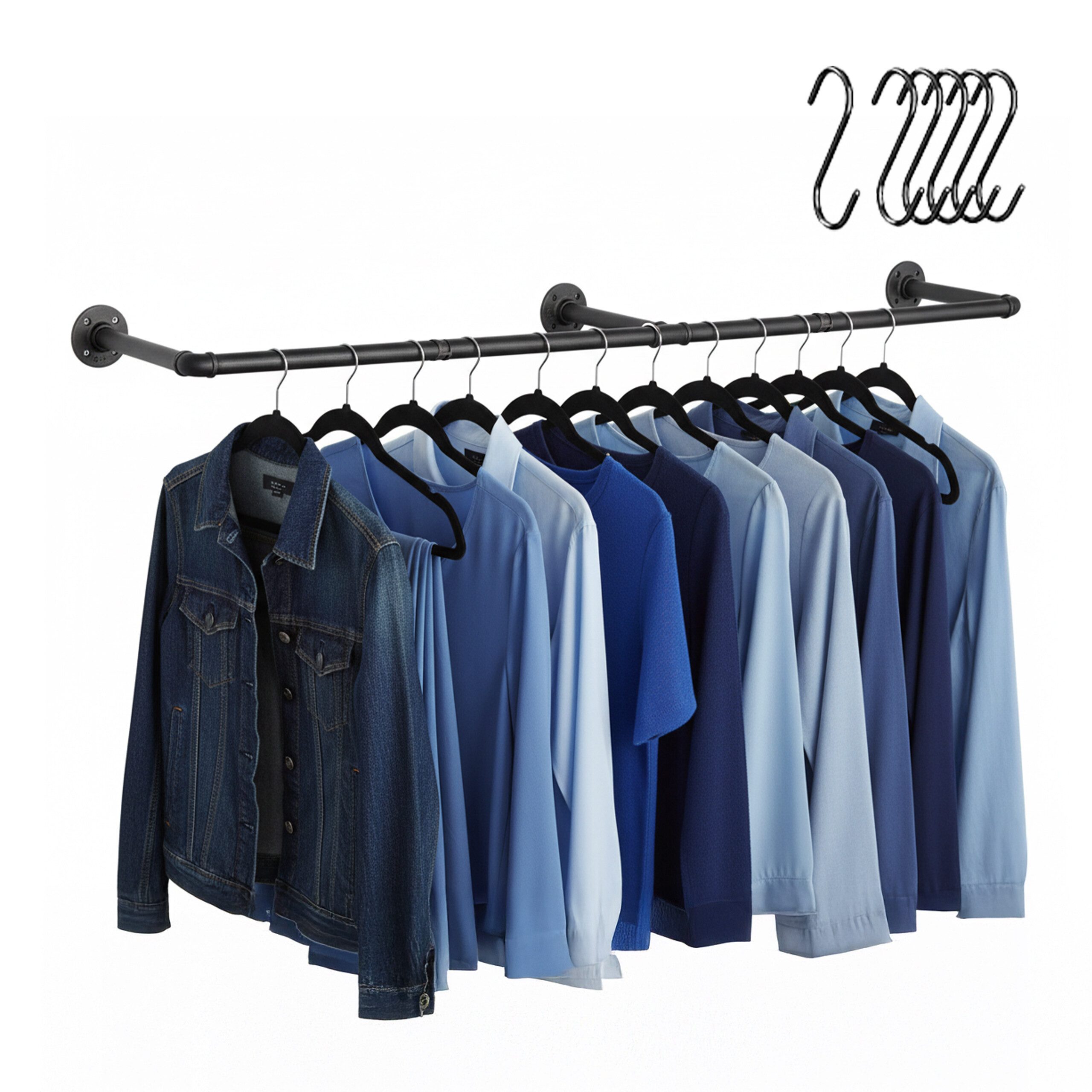 relaxdays Kleiderstange Industrial Kleiderstange Wandmontage, XL