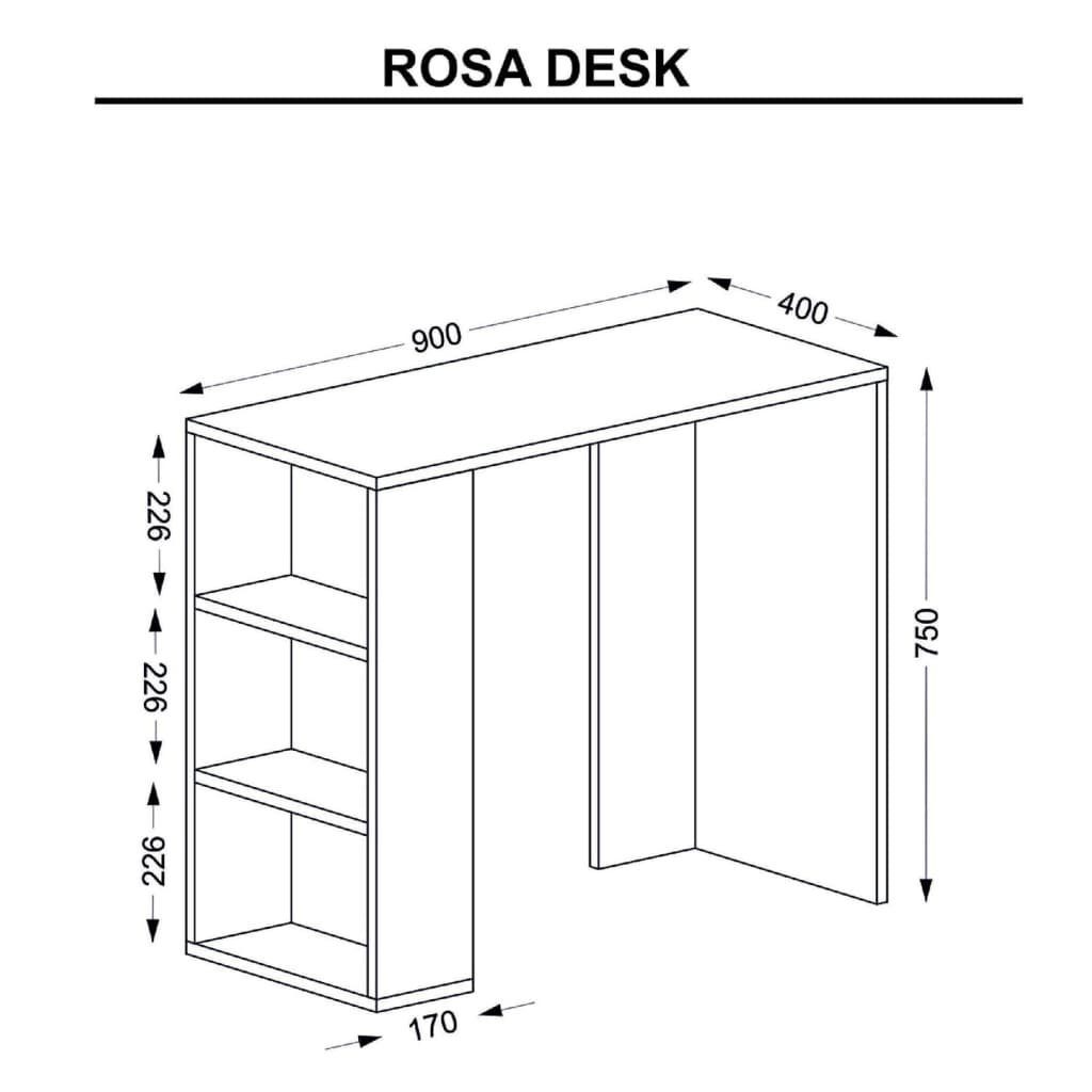 Schreibtisch Computertisch Eichen-Optik Homemania cm und Rosa Weiß 90x40x75