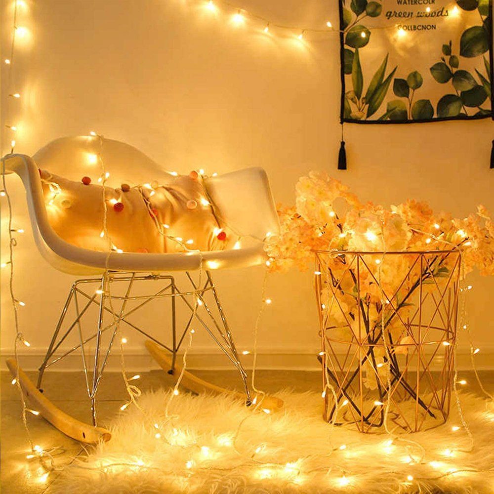 Licht, Laybasic Lichterkette Warmweiß Vorhang Modi,10M/20M/30M/50M/100M,für 8 Halloween,Party,Fensterdeko Dekolicht,Weihnachtsbeleuchtung,LED Lichterkette LED