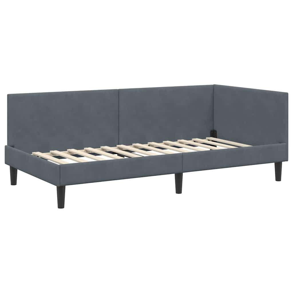 vidaXL Bett Eckbettgestell mit Kopfteil Dunkelgrau 90 cm x 190 cm Stoff (1- günstig online kaufen