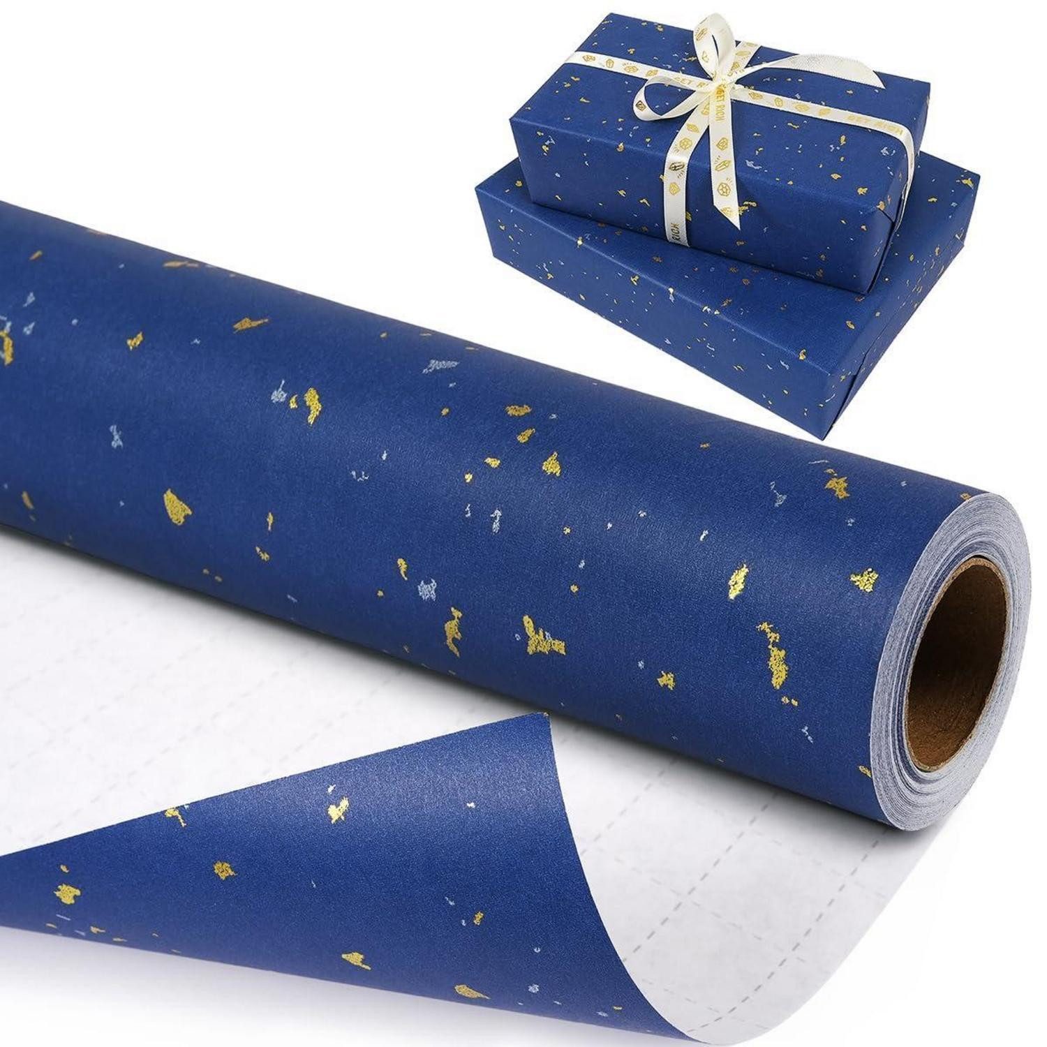 LuxusKollektion Geschenkpapier Geschenkpapier Dunkelblau/Gold 43cm x 10m