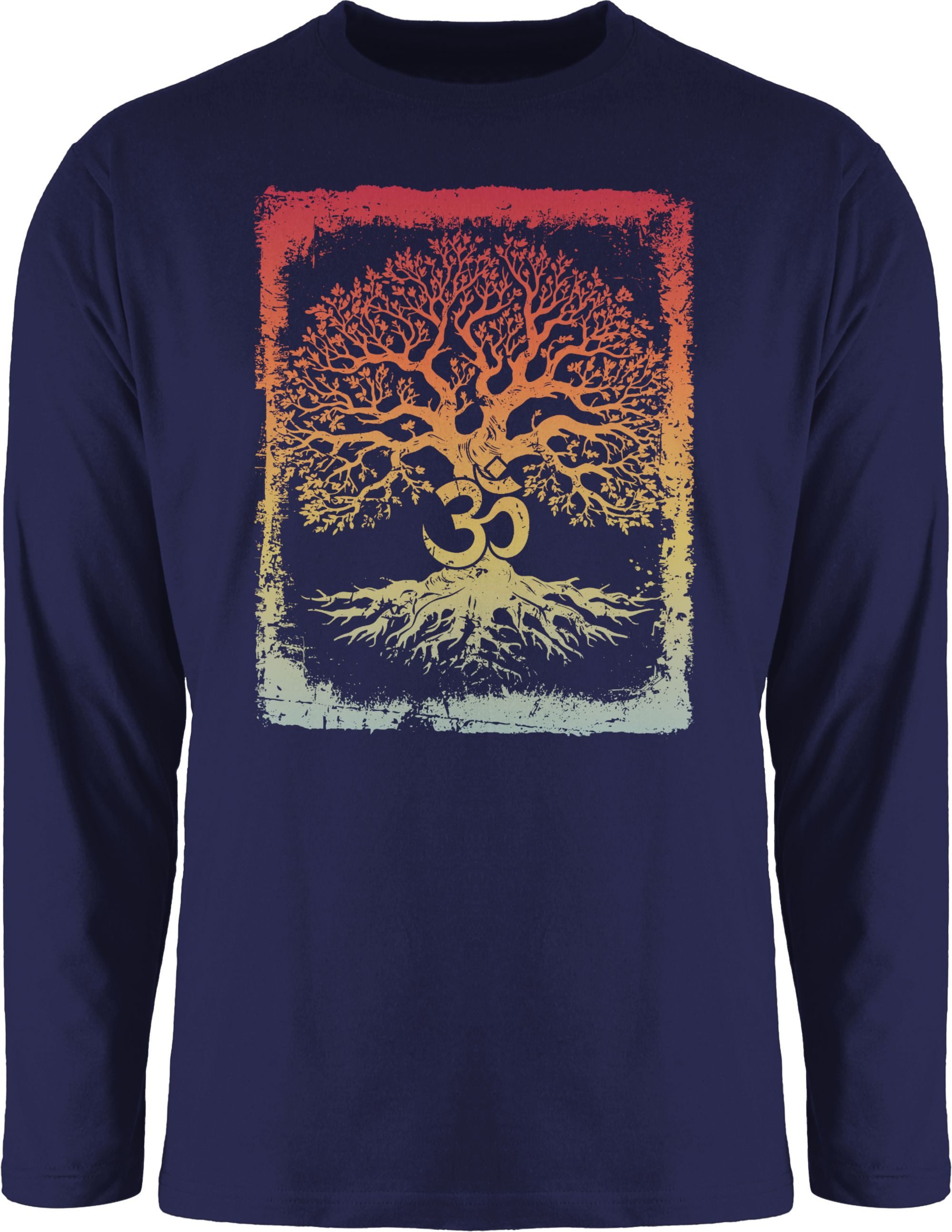 Shirtracer Rundhalsshirt Lebensbaum mit Om Zeichen Leben Wachstum Verbundenheit Meditation Inne Yoga