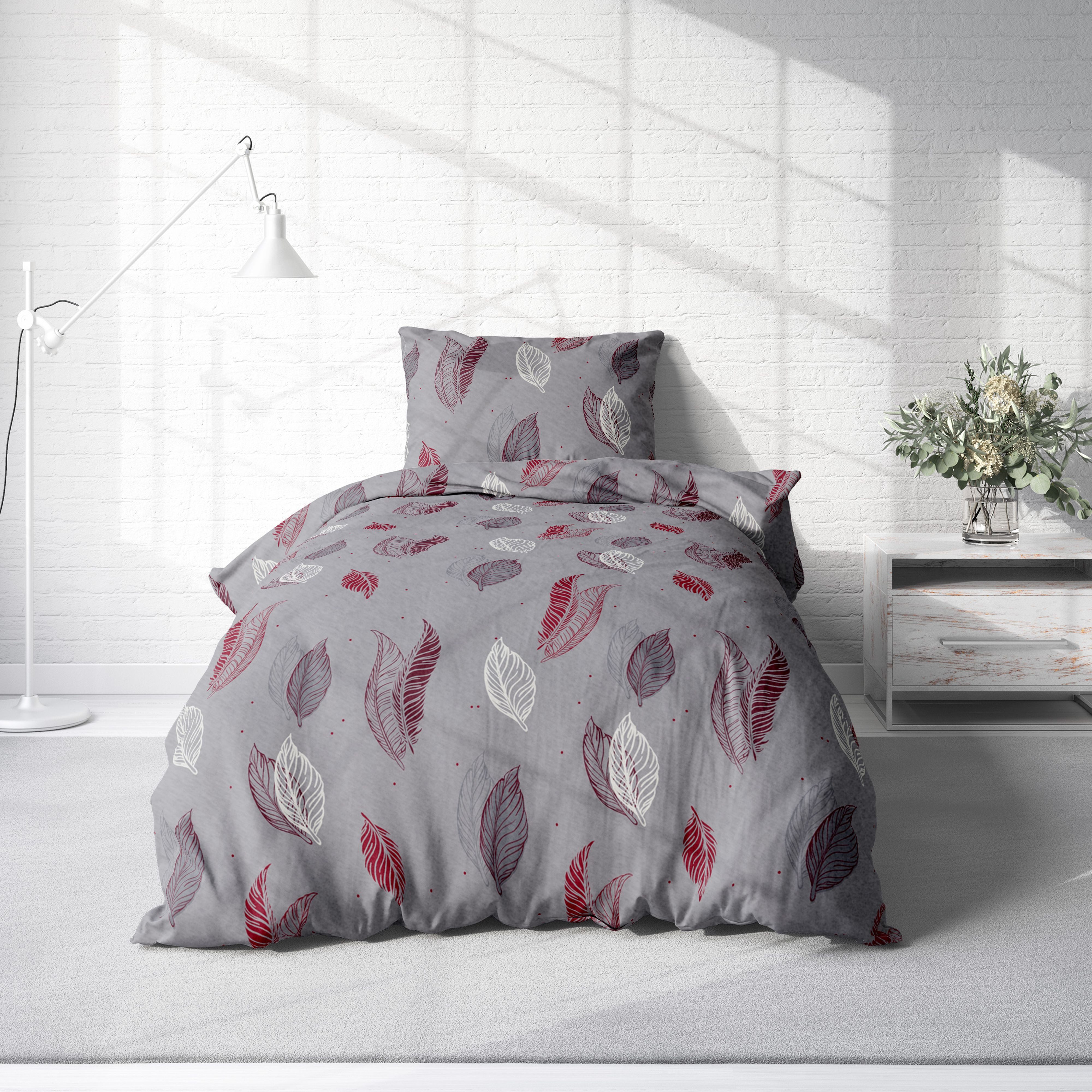 One Home Bettwäsche Leaves, Fleece, 4 teilig, Blätter modern, kuschelig fla günstig online kaufen