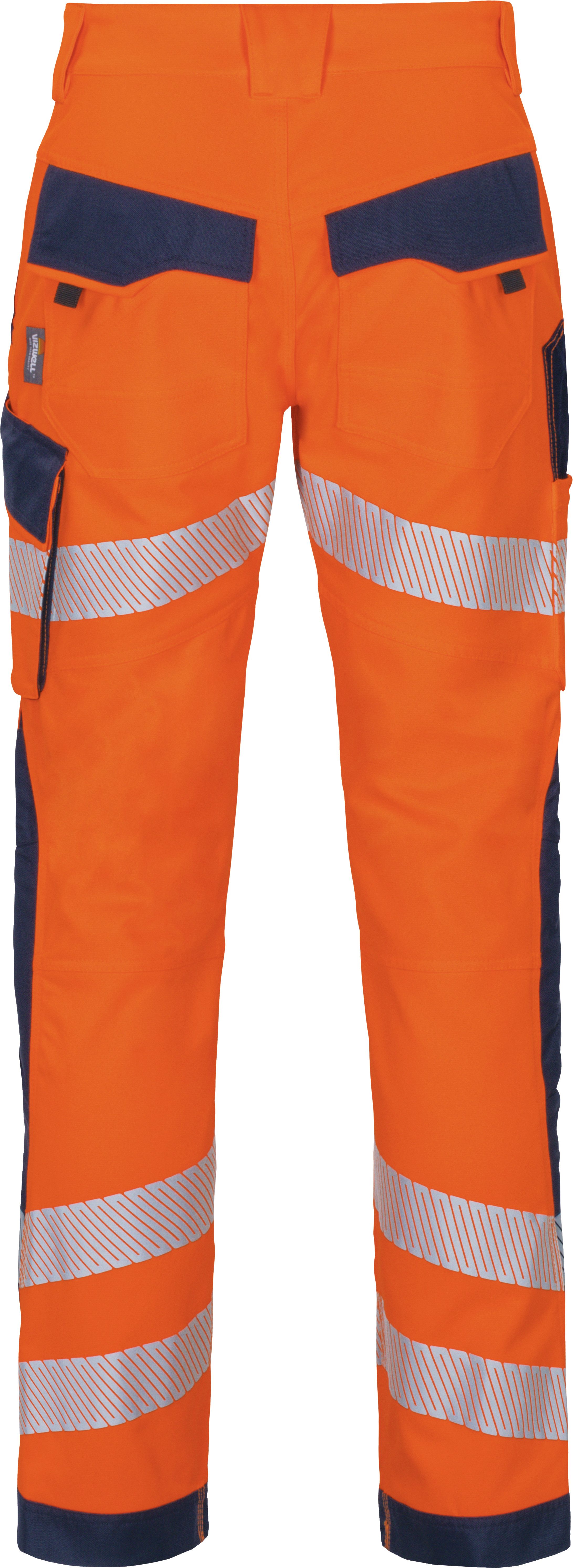 vizwell Arbeitshose Warnschutz Bundhose HiVis elastisch dehnbar warnorange warngelb reißfest und elastisch - knitterfrei sowie pflege- und bügelleicht – Bild 4 von 5