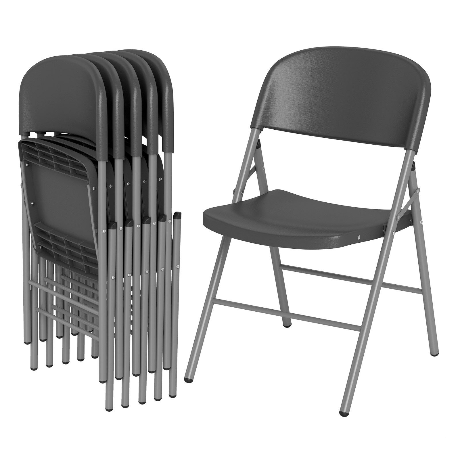 KOMFOTTEU Klappstuhl (6 St), Esszimmerstühle mit gebogener Sitzfläche, Fußstütze & Metallrahmen