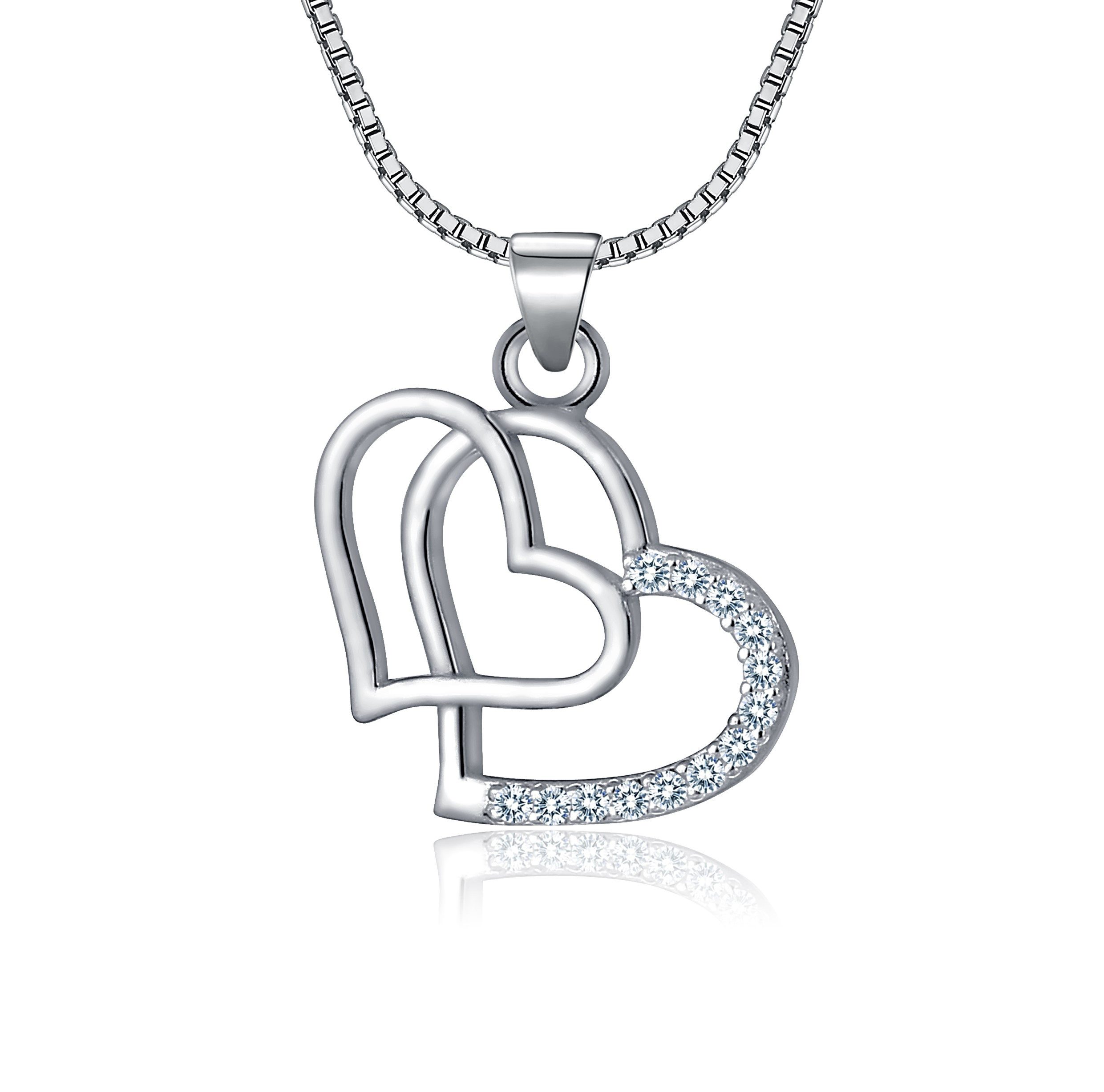 NAHLE Kette mit Anhänger Silberkette Herz Liebe Halskette Silber Kette für günstig online kaufen