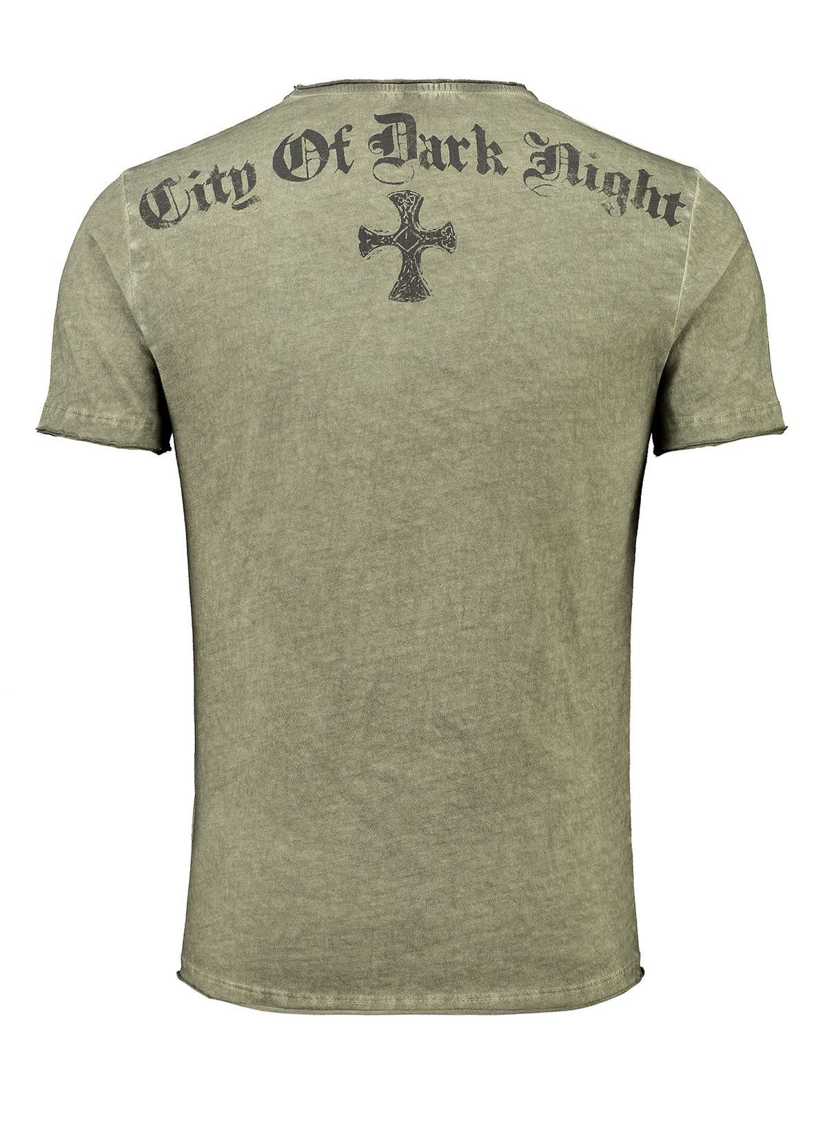 Key Largo T-Shirt T-Shirt Independent Kreuz Nieten Print Motiv vintage Look MT00573 V-Auschnitt bedruckt kurzarm slim fit