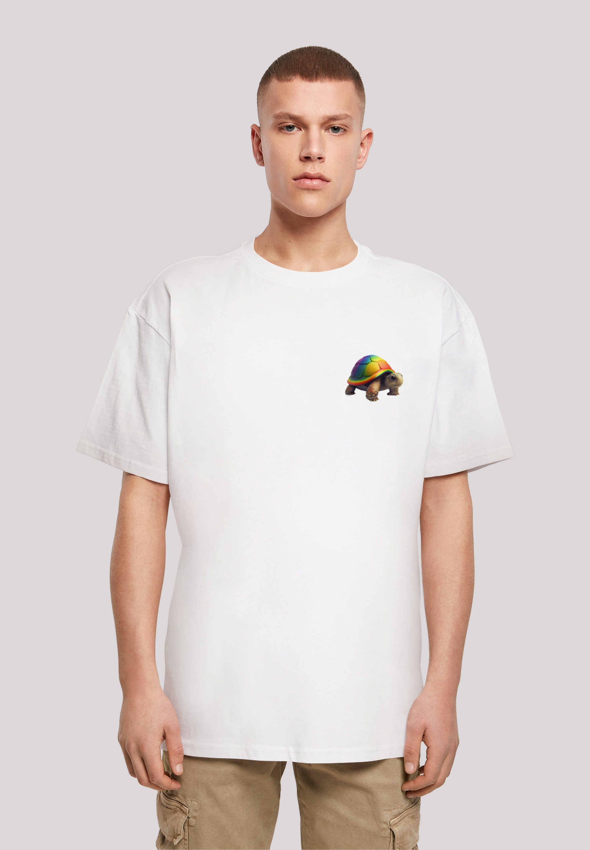 F4NT4STIC T-Shirt Rainbow Turtle OVERSIZE TEE Print weiß