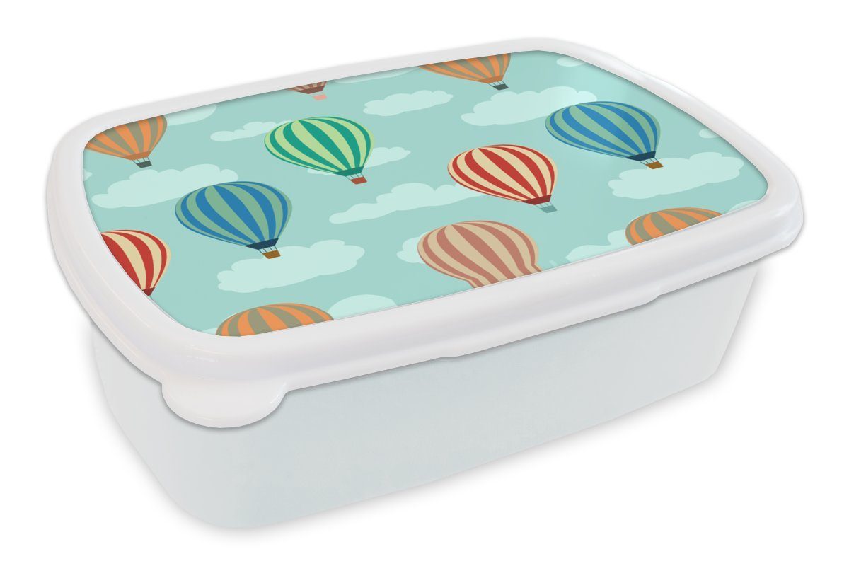 MuchoWow Lunchbox Muster - Luft - Ballon, Kunststoff, (2-tlg), Brotbox für Kinder und Erwachsene, Brotdose, für Jungs und Mädchen weiß